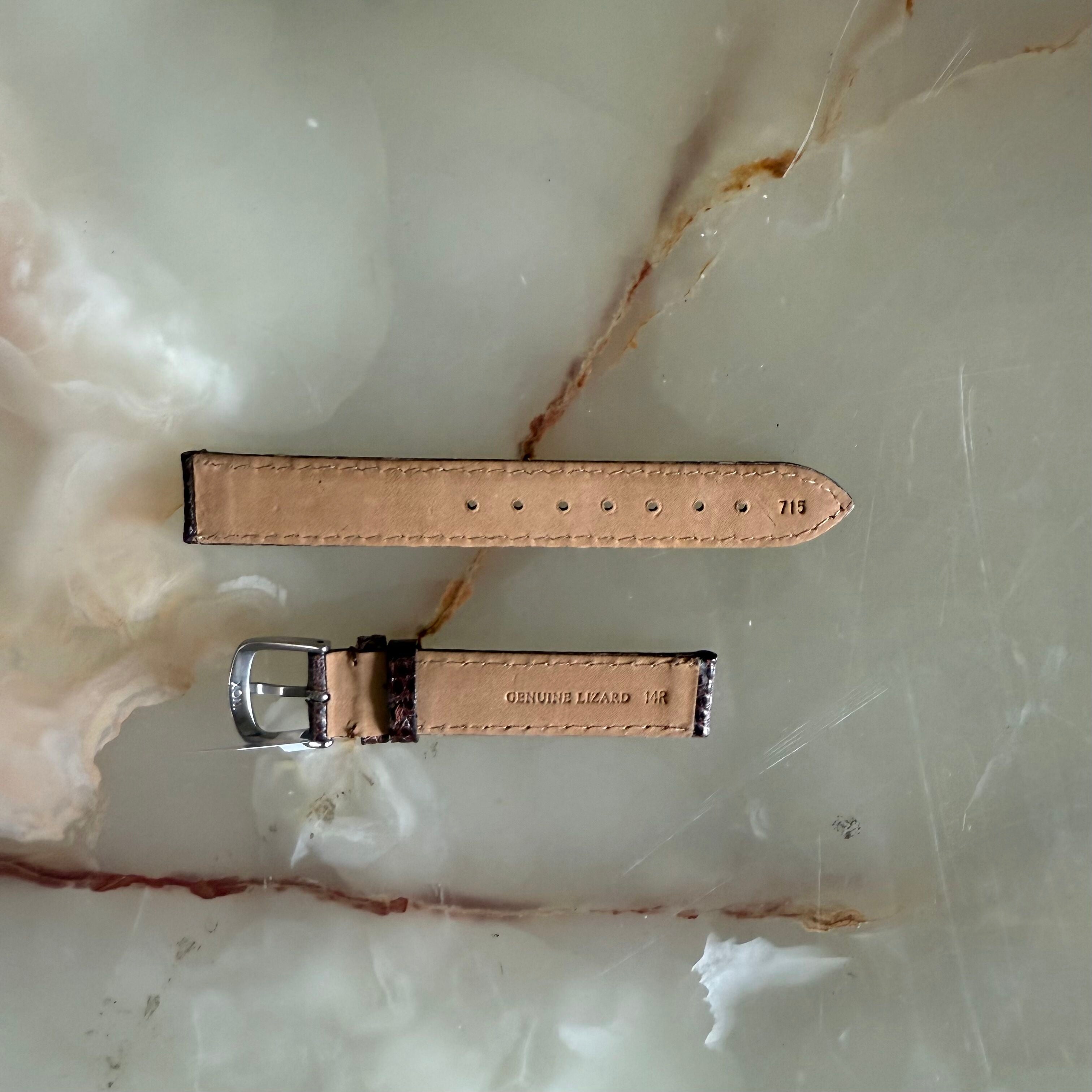 Genuine Lizard Brown Watch Strap Band 14mm Padded & Stitched w Buckle