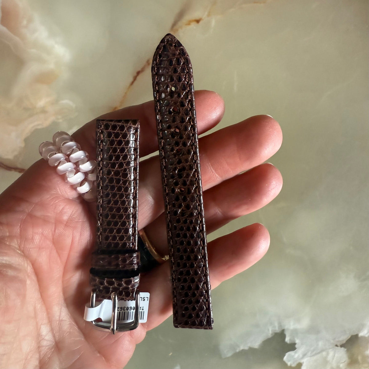 Genuine Lizard Brown Watch Strap Band 14mm Padded & Stitched w Buckle