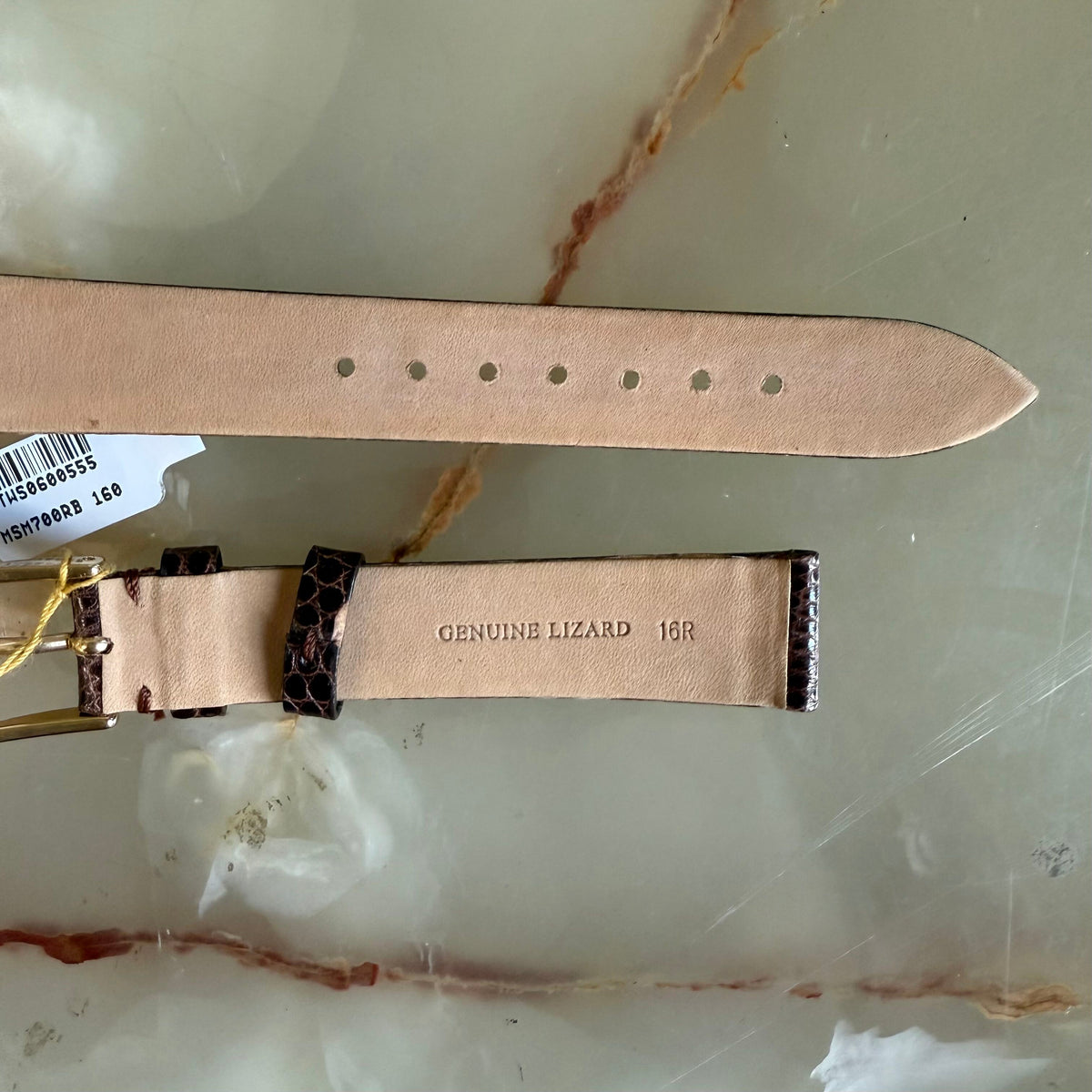 Genuine Lizard Brown Watch Strap Band 16mm Padded & Stitched w Buckle