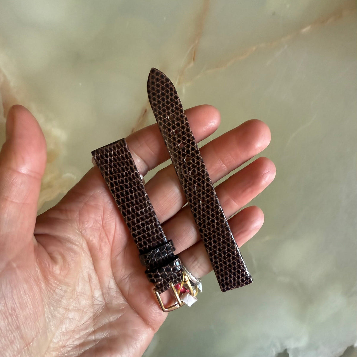 Genuine Lizard Brown Watch Strap Band 16mm Padded & Stitched w Buckle