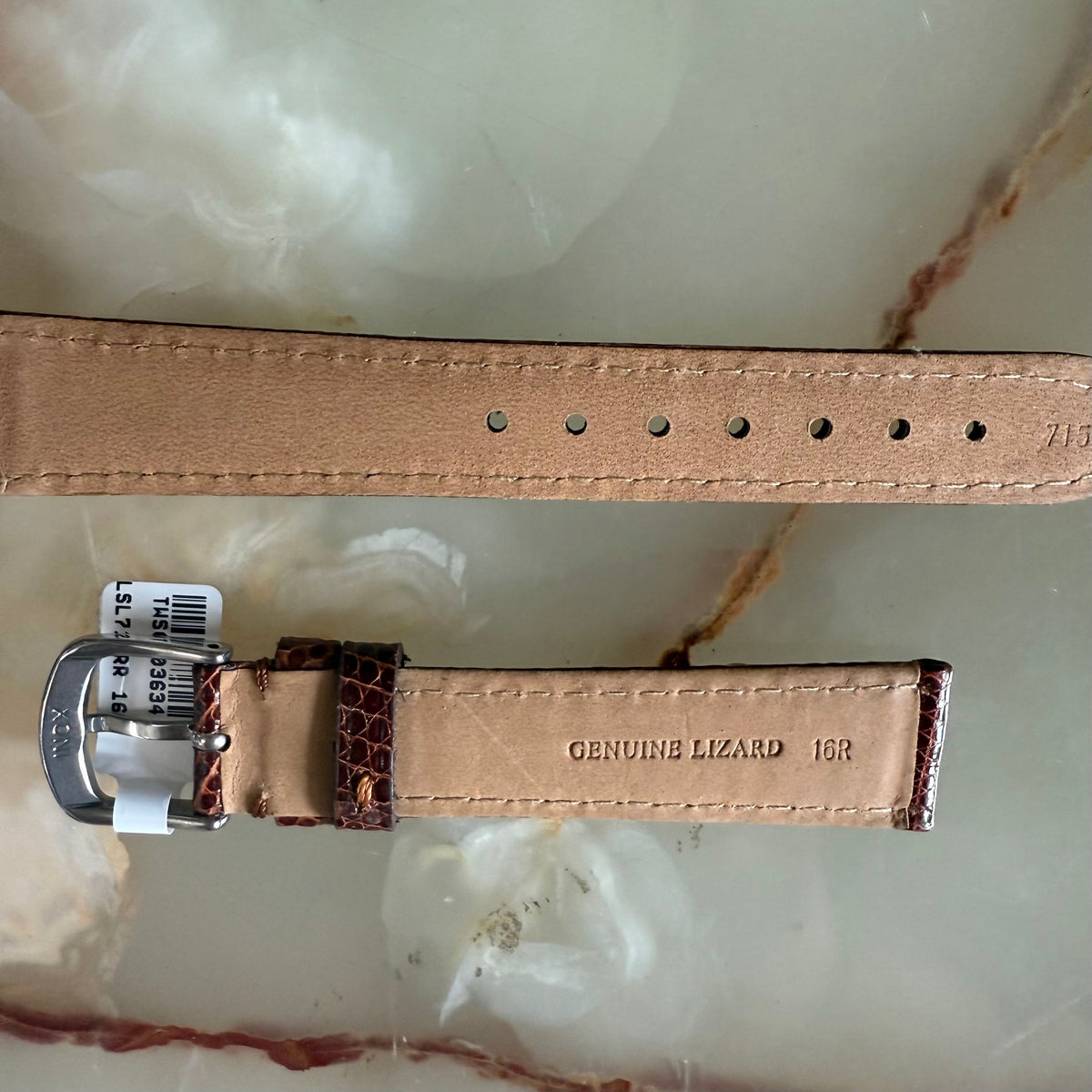Genuine Lizard Brown Watch Strap Band 16mm Padded & Stitched w Buckle