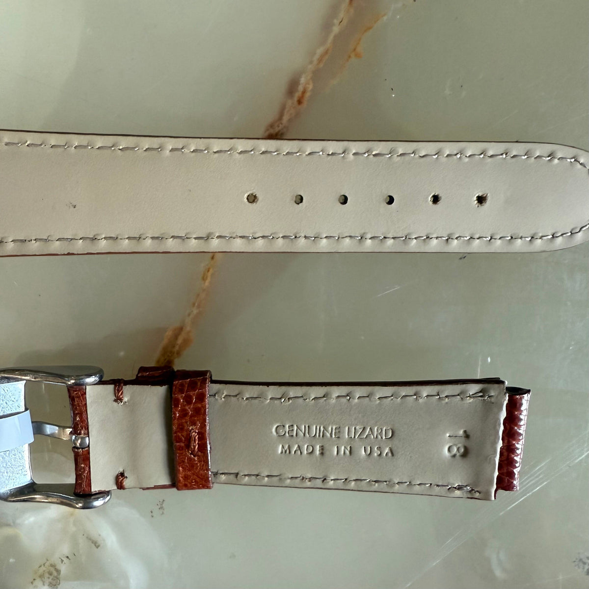 Genuine Lizard Brown Watch Strap Band 18mm Padded & Stitched w Buckle