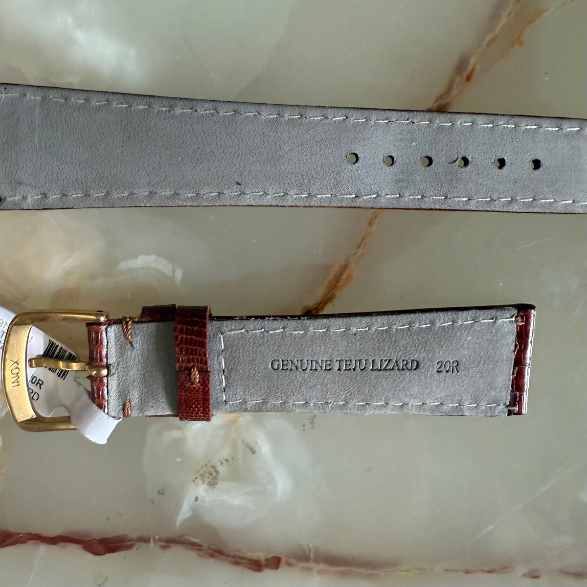 Genuine Lizard Brown Watch Strap Band 20mm Padded & Stitched w Buckle
