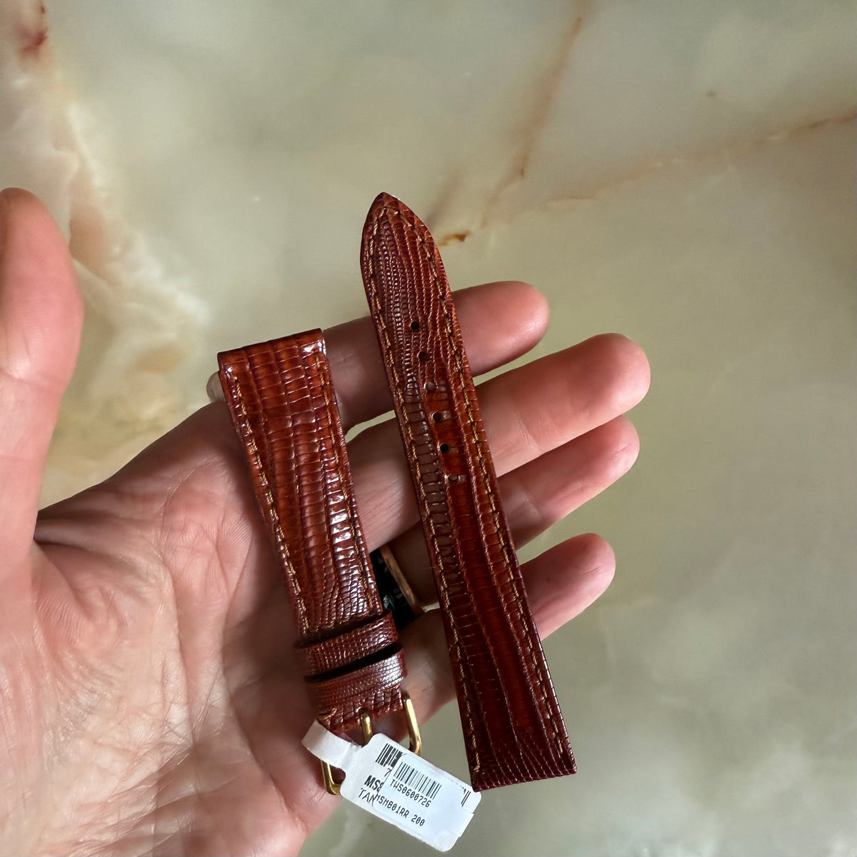 Genuine Lizard Brown Watch Strap Band 20mm Padded & Stitched w Buckle