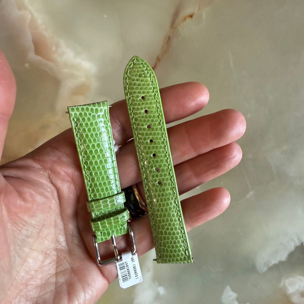 Genuine Lizard Green Watch Strap Band 18mm Padded & Stitched w Buckle