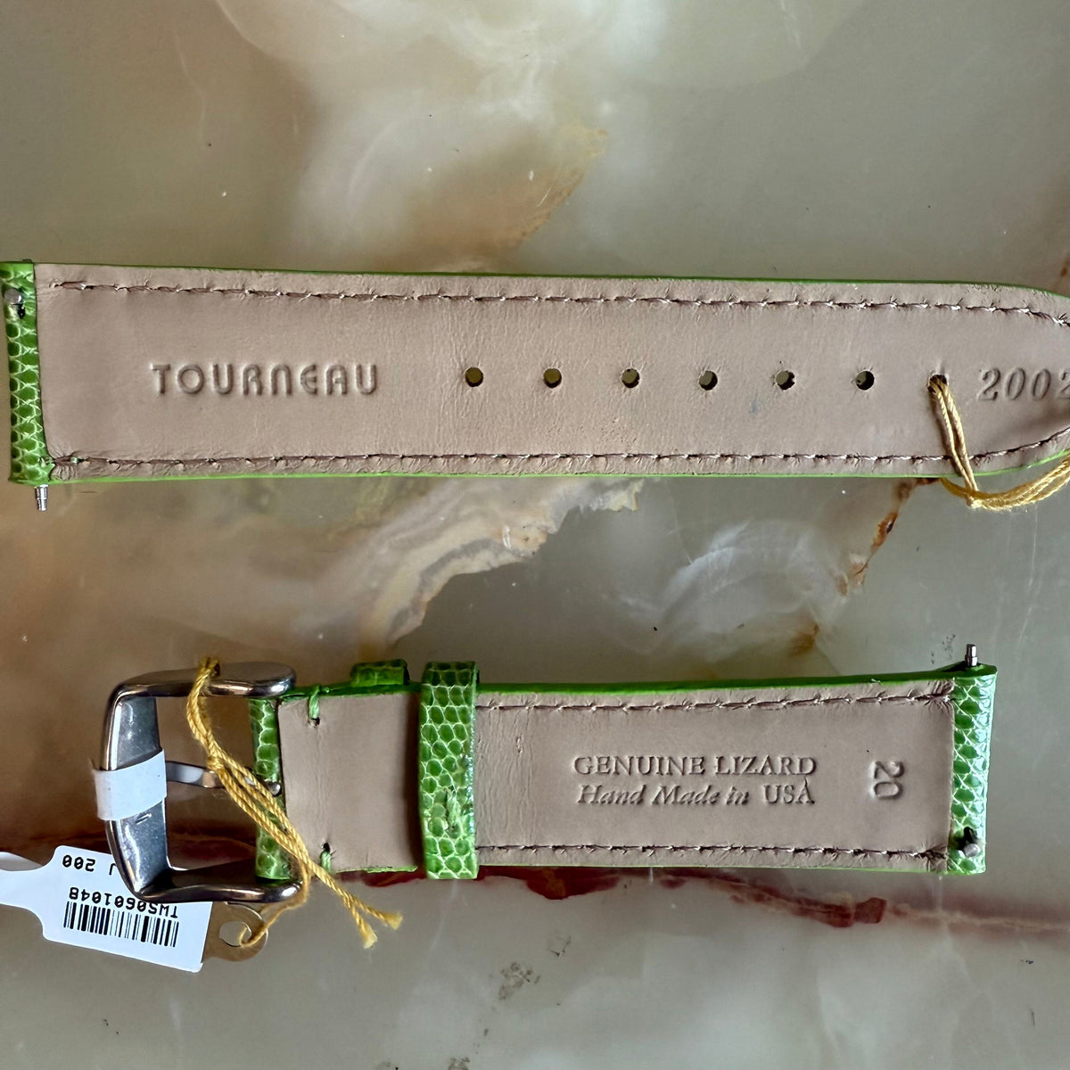Genuine Lizard Green Watch Strap Band 20mm Padded & Stitched w Buckle