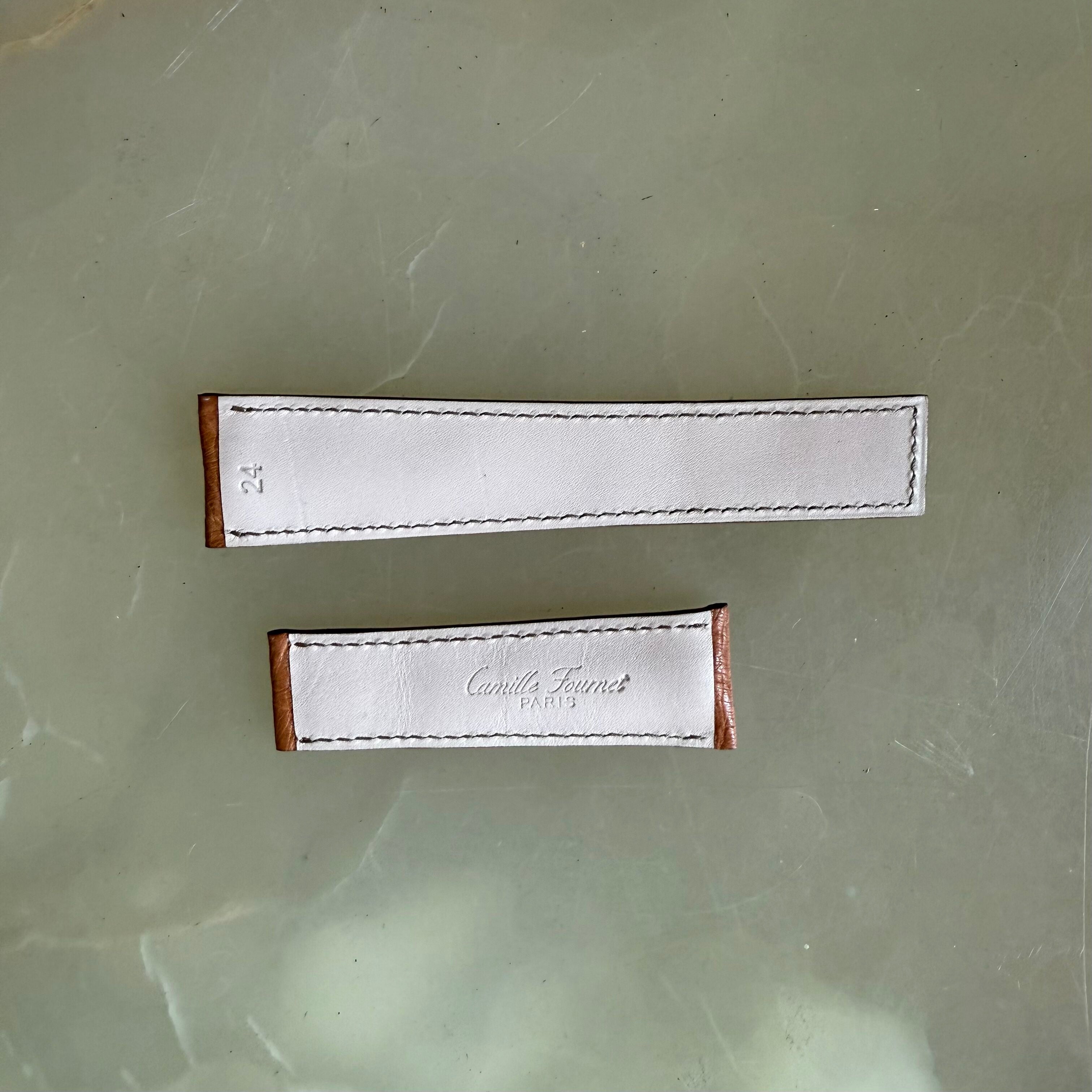 Genuine Ostrich Brown Watch Strap Band 24mm Padded & Stitched