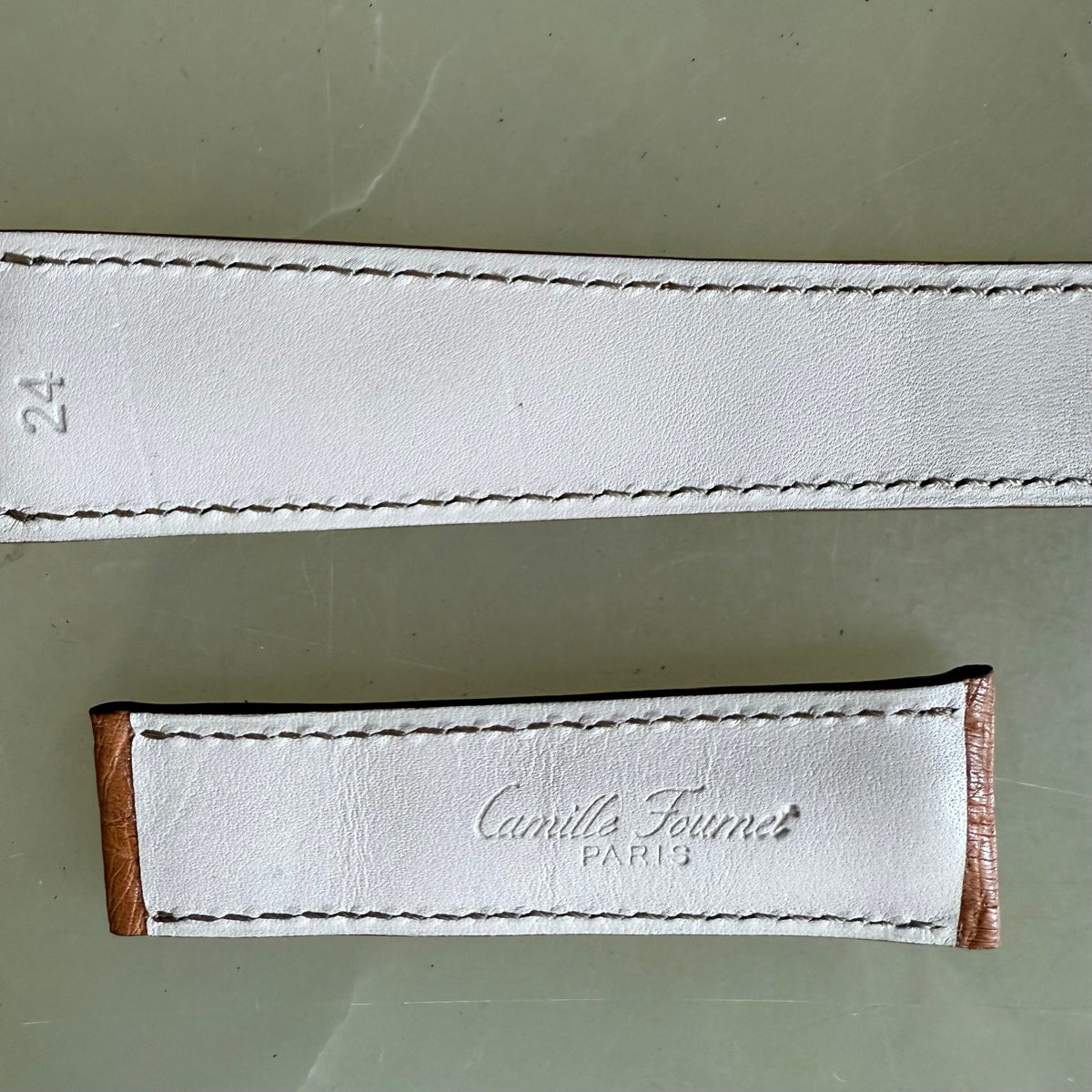 Genuine Ostrich Brown Watch Strap Band 24mm Padded & Stitched