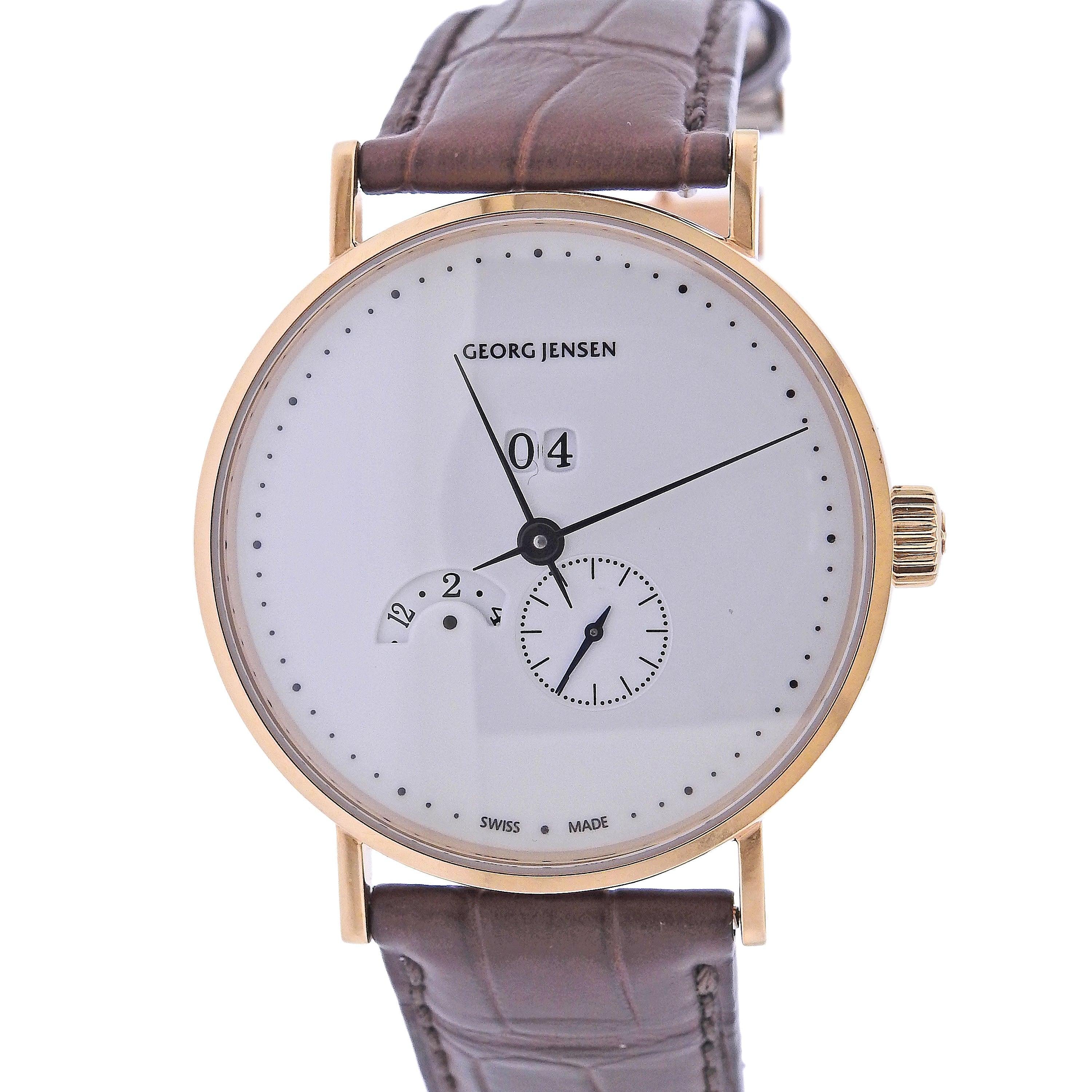 Georg Jensen Koppel 18k Gold Automatic Grand Date Annual Calendar Men's Watch 35