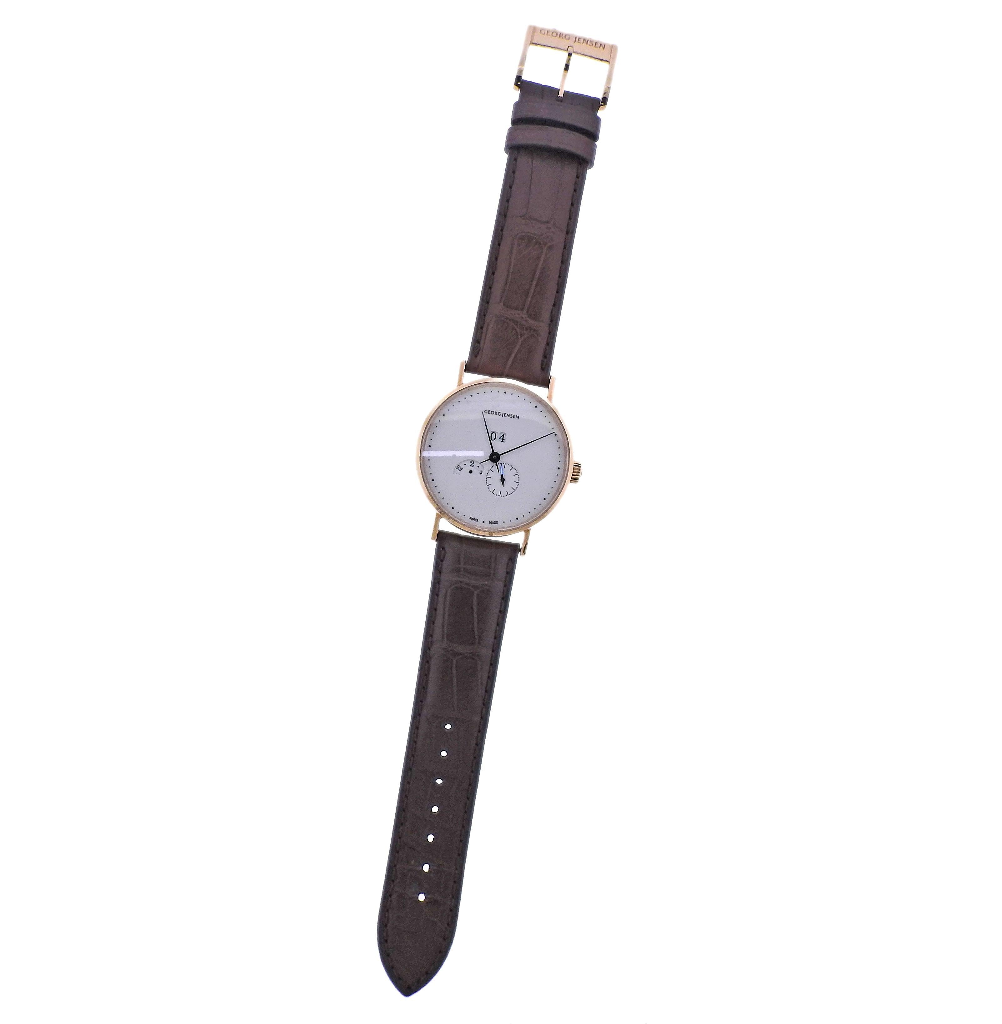 Georg Jensen Koppel 18k Gold Automatic Grand Date Annual Calendar Men's Watch 35
