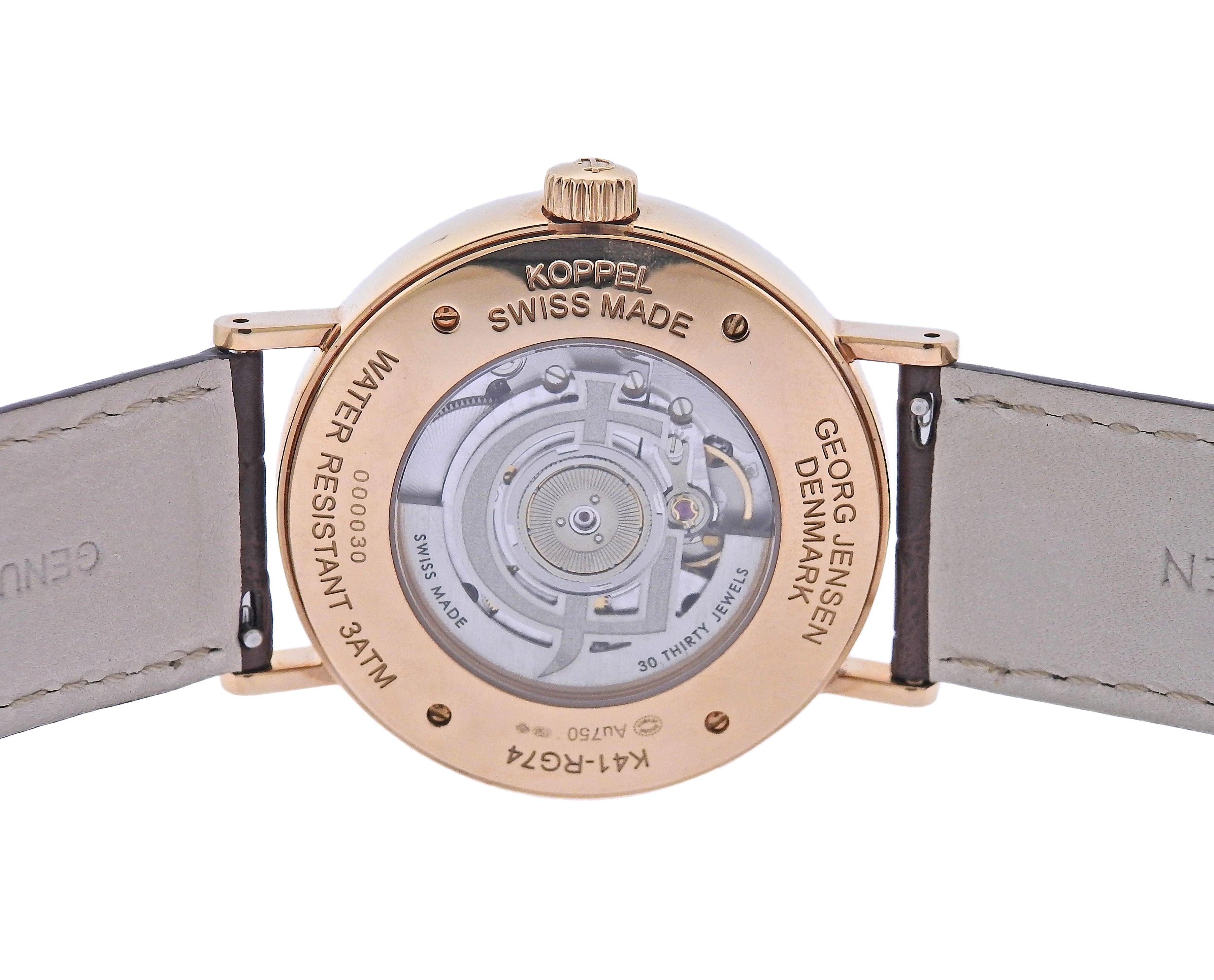 Georg Jensen Koppel 18k Gold Automatic Grand Date Annual Calendar Men's Watch 35