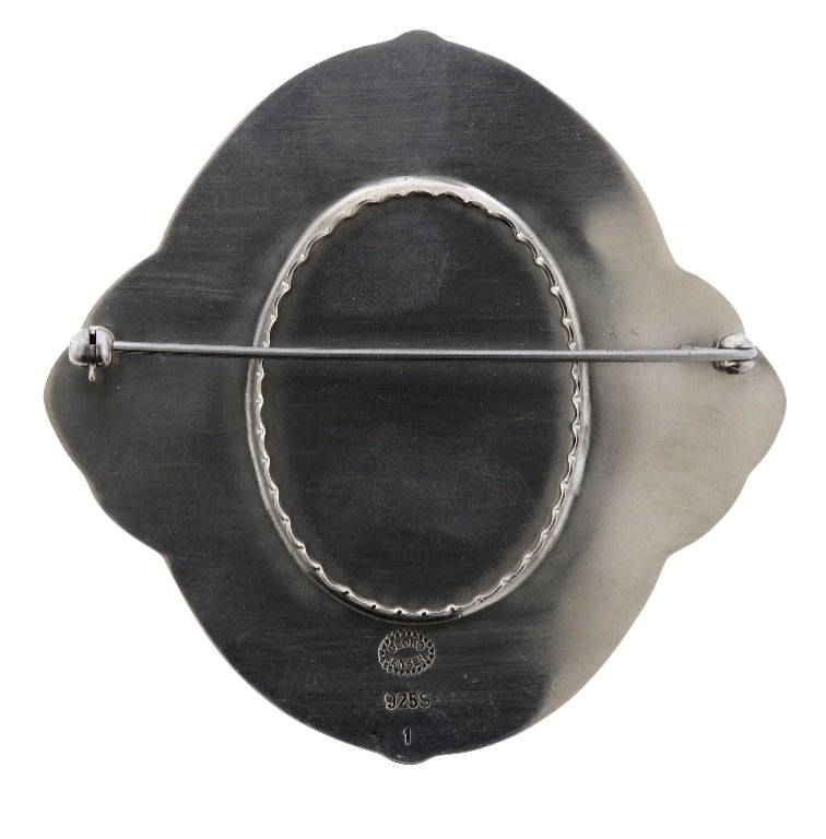 Georg Jensen Sterling Silver Black Agate Brooch Pin