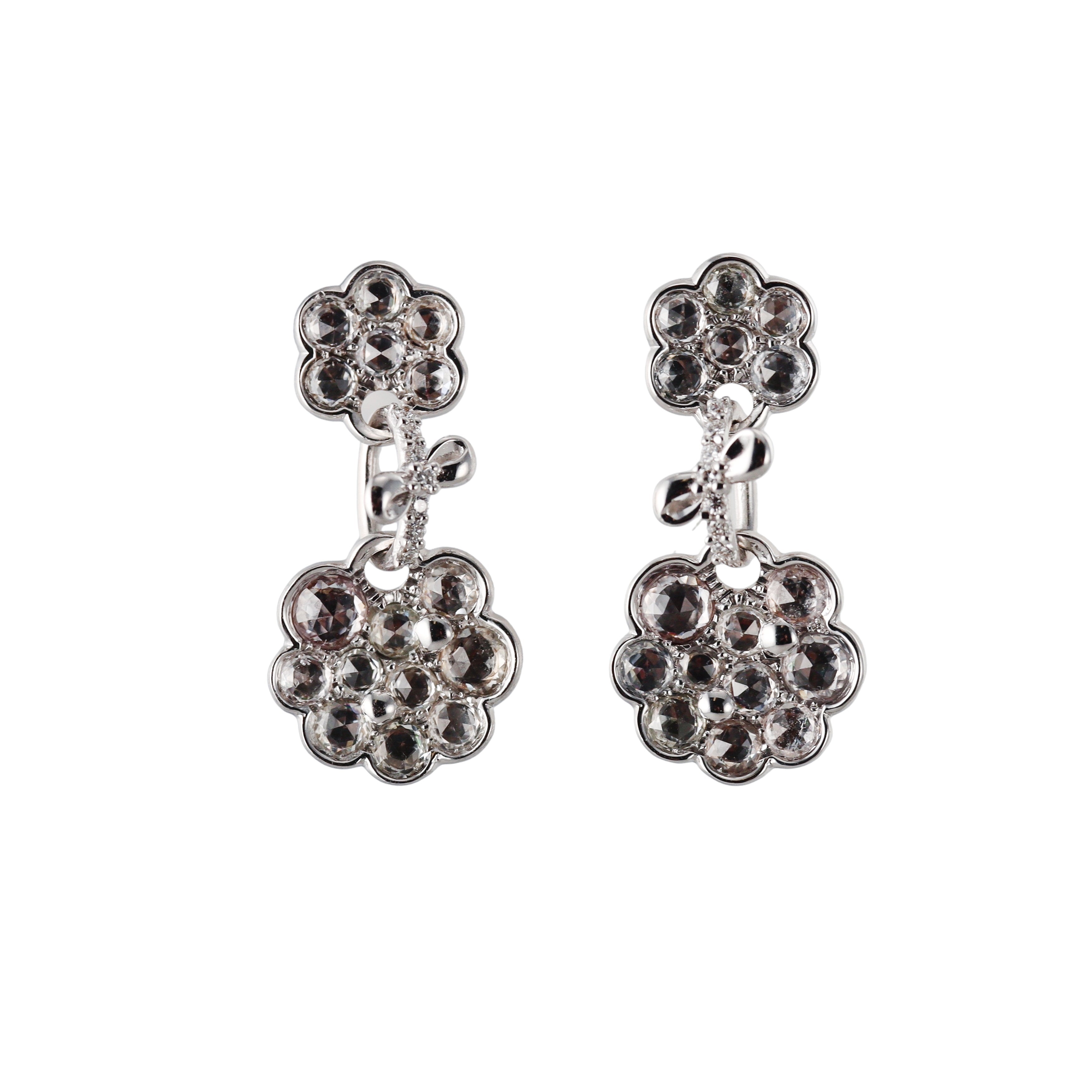 Giovanni Ferraris 3.44ctw Sapphire  Diamond 18k Gold Drop Earrings