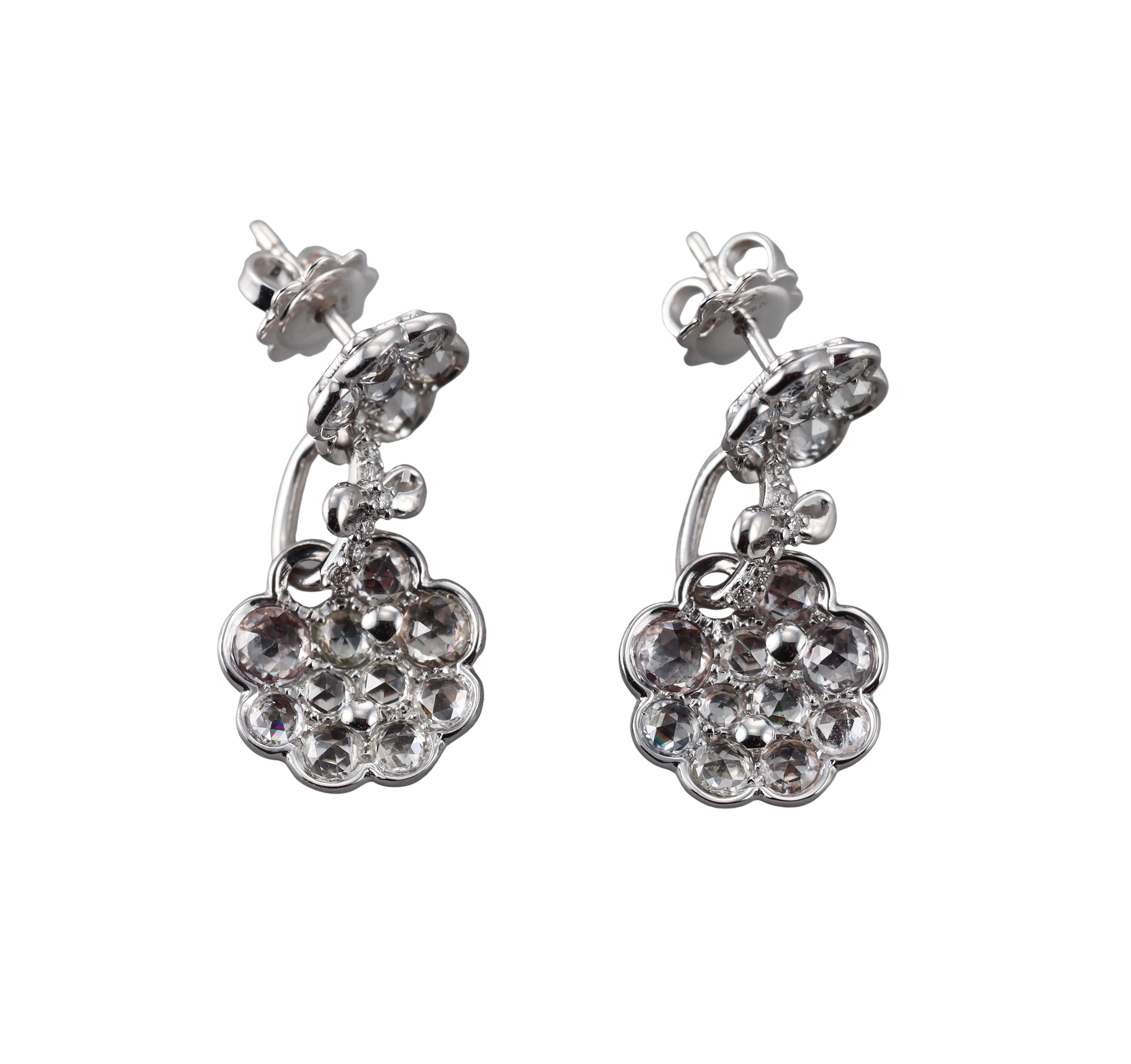 Giovanni Ferraris 3.44ctw Sapphire  Diamond 18k Gold Drop Earrings