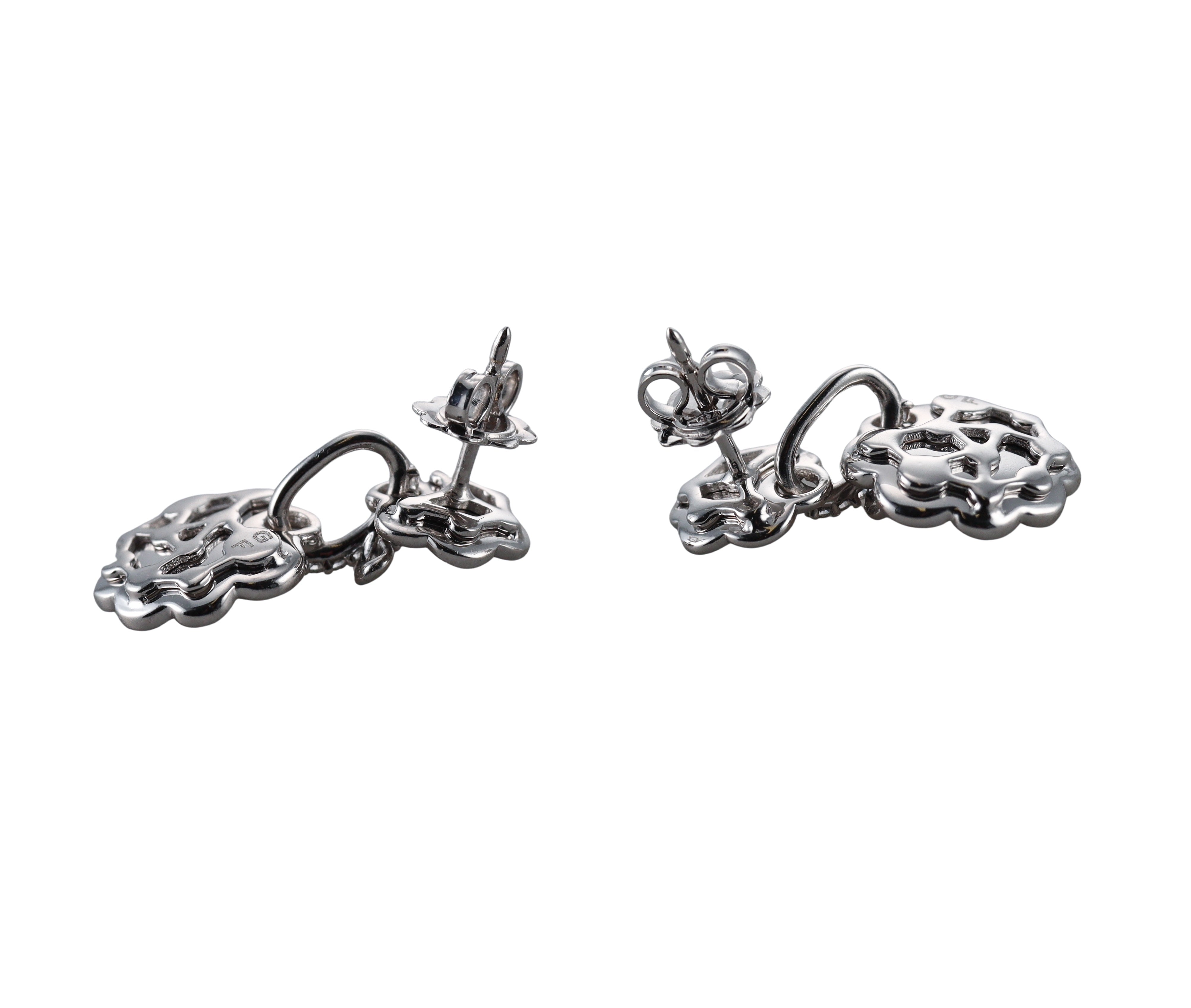 Giovanni Ferraris 3.44ctw Sapphire  Diamond 18k Gold Drop Earrings