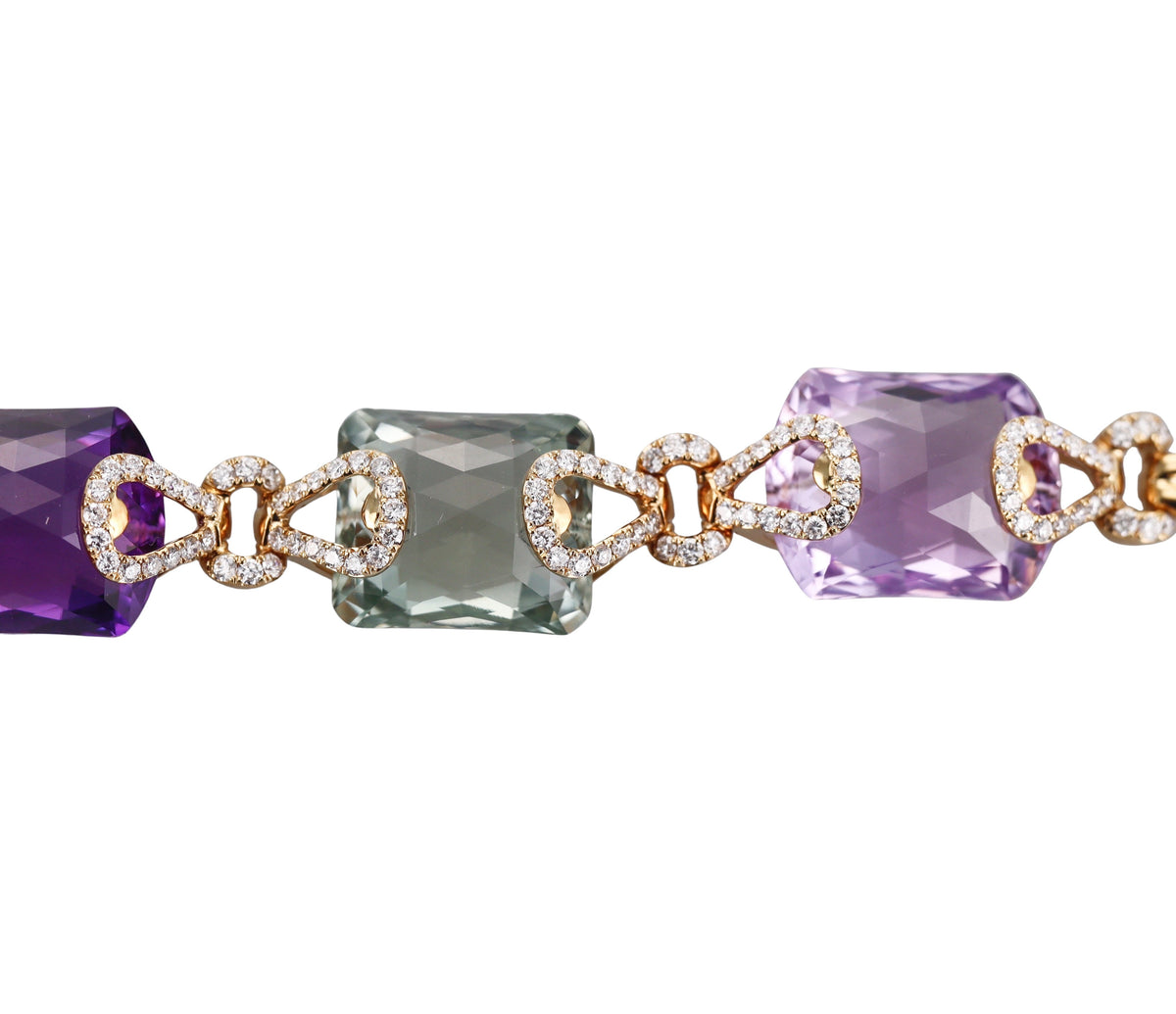 Gold Multi Color Gemstone Diamond Bracelet