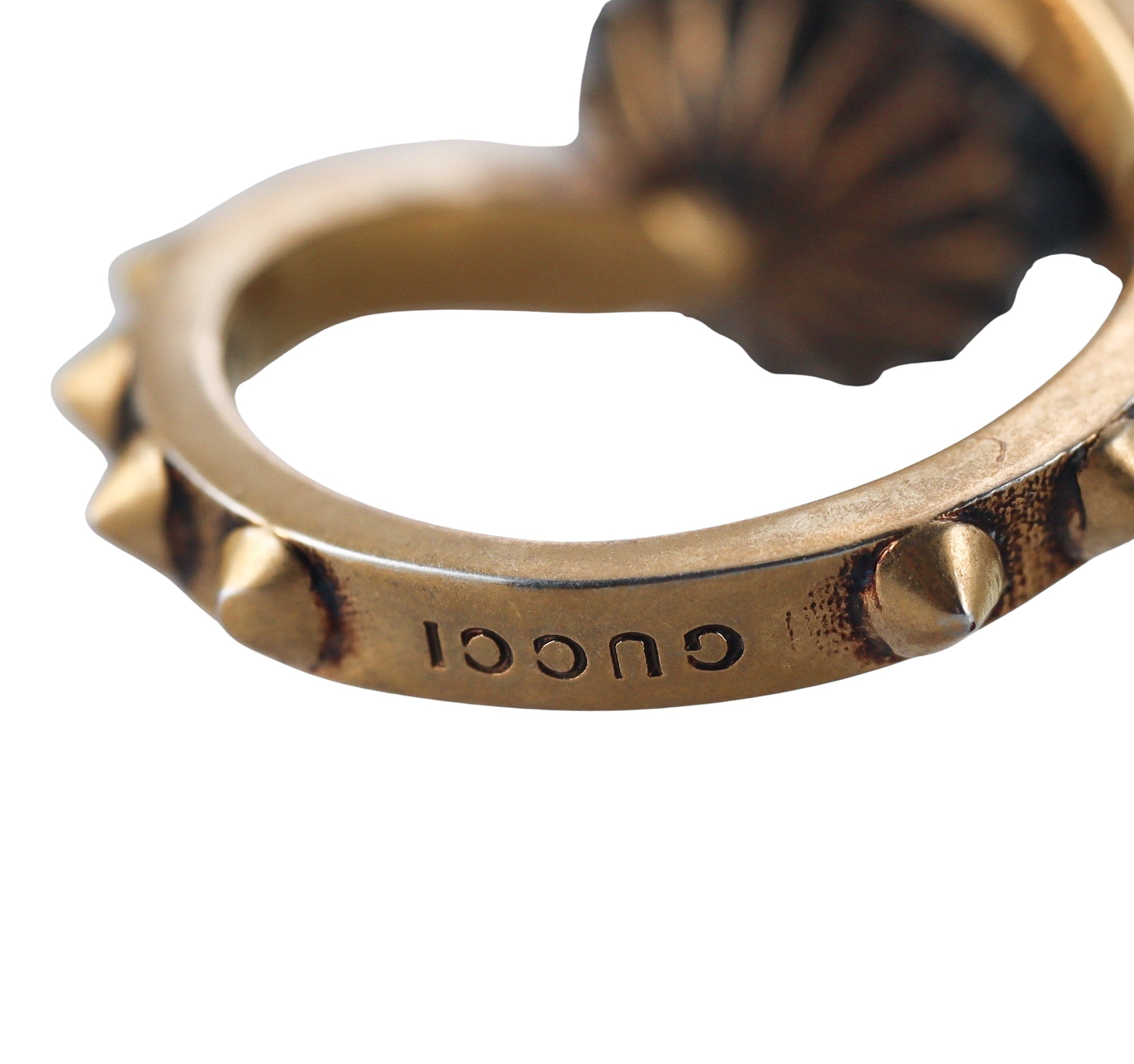 Gucci Bronzetone Resin Spiked Ring