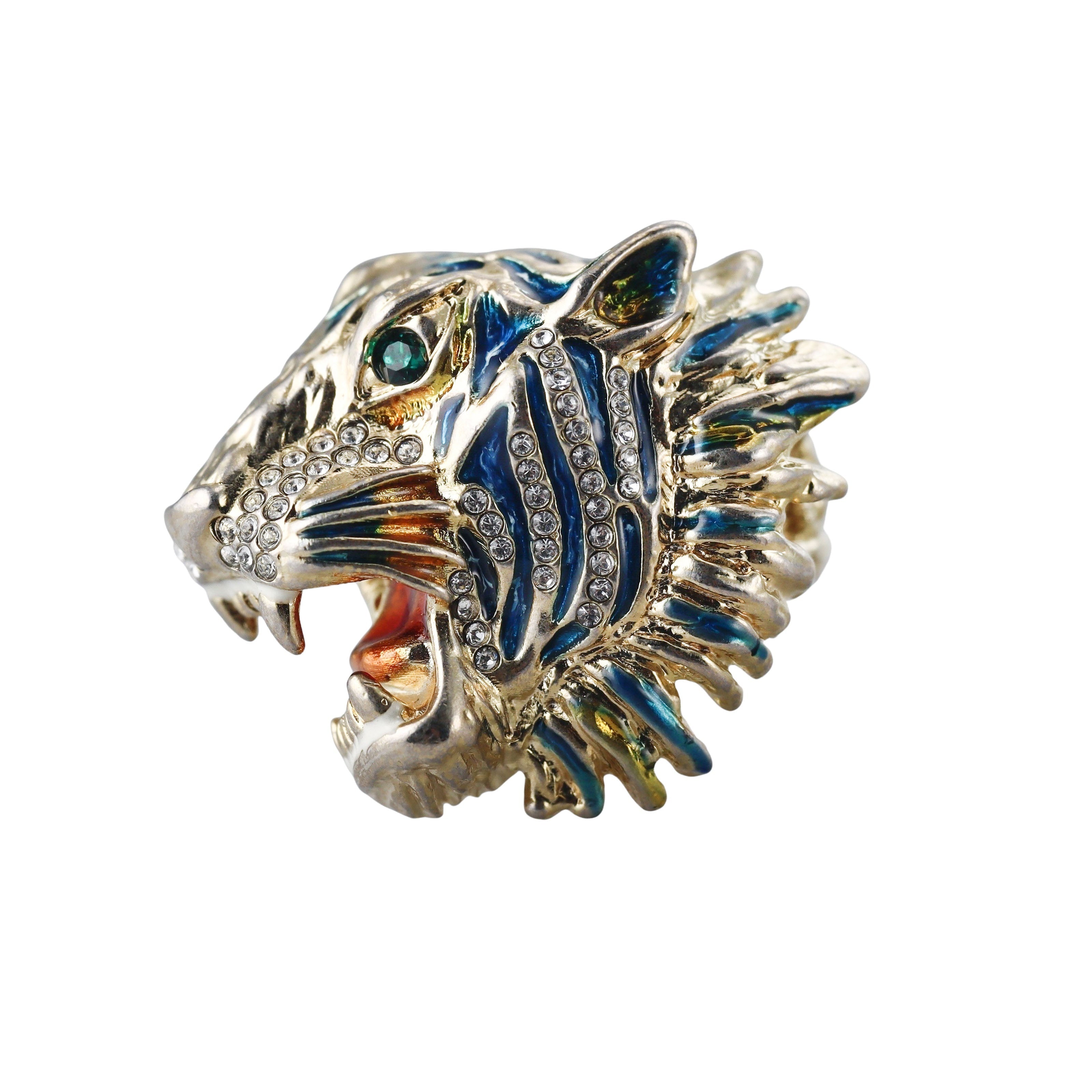 Gucci Crystal Enamel Tiger Cocktail Ring
