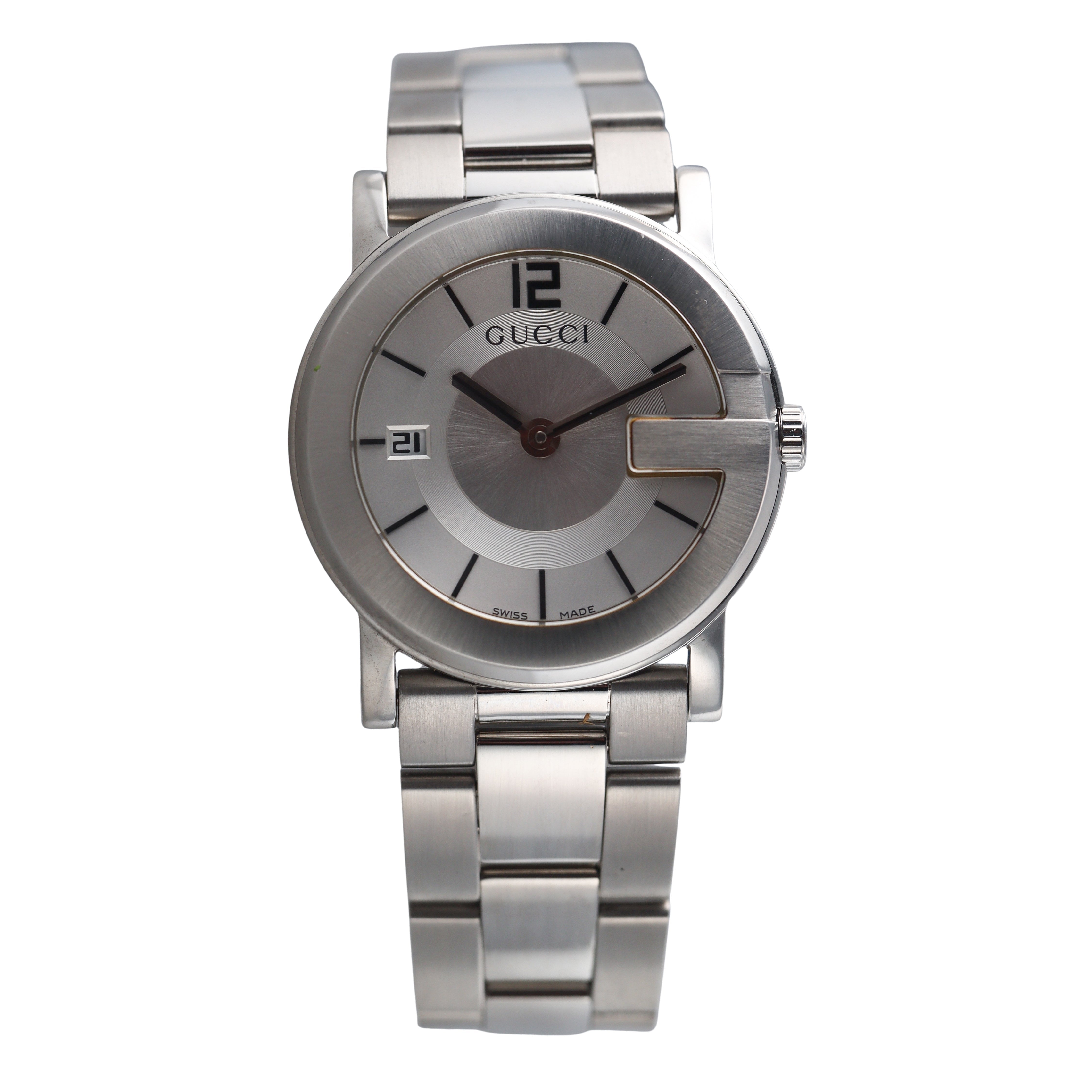 Gucci G-Watch Silver Dial 35mm Steel Watch YA101406