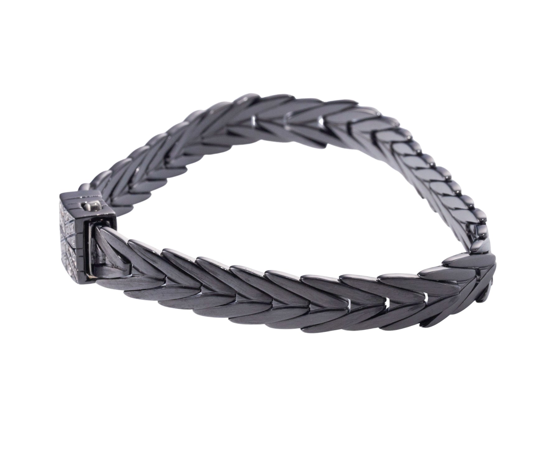 John Hardy Silver Diamond Matte Blackened Finish Modern Chain Bracelet