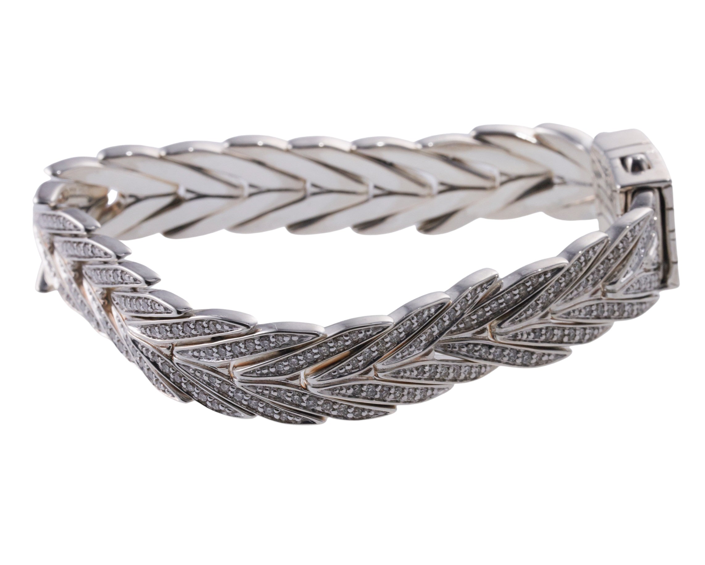 John Hardy Modern Chain Sterling Silver All Diamond Bracelet OG-2462