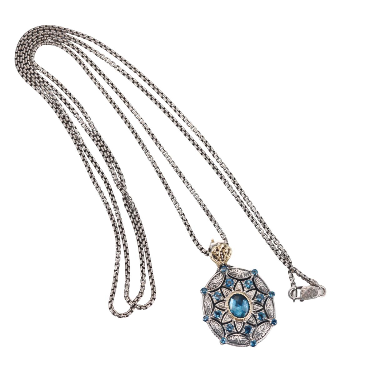 Konstantino Thalassa 18k Yellow Gold Sterling Topaz Pendant Necklace