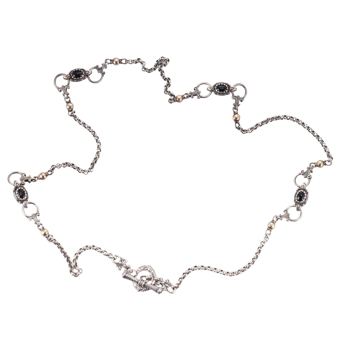 Konstantino Aspasia 18k Yellow Gold Sterling Onyx Necklace