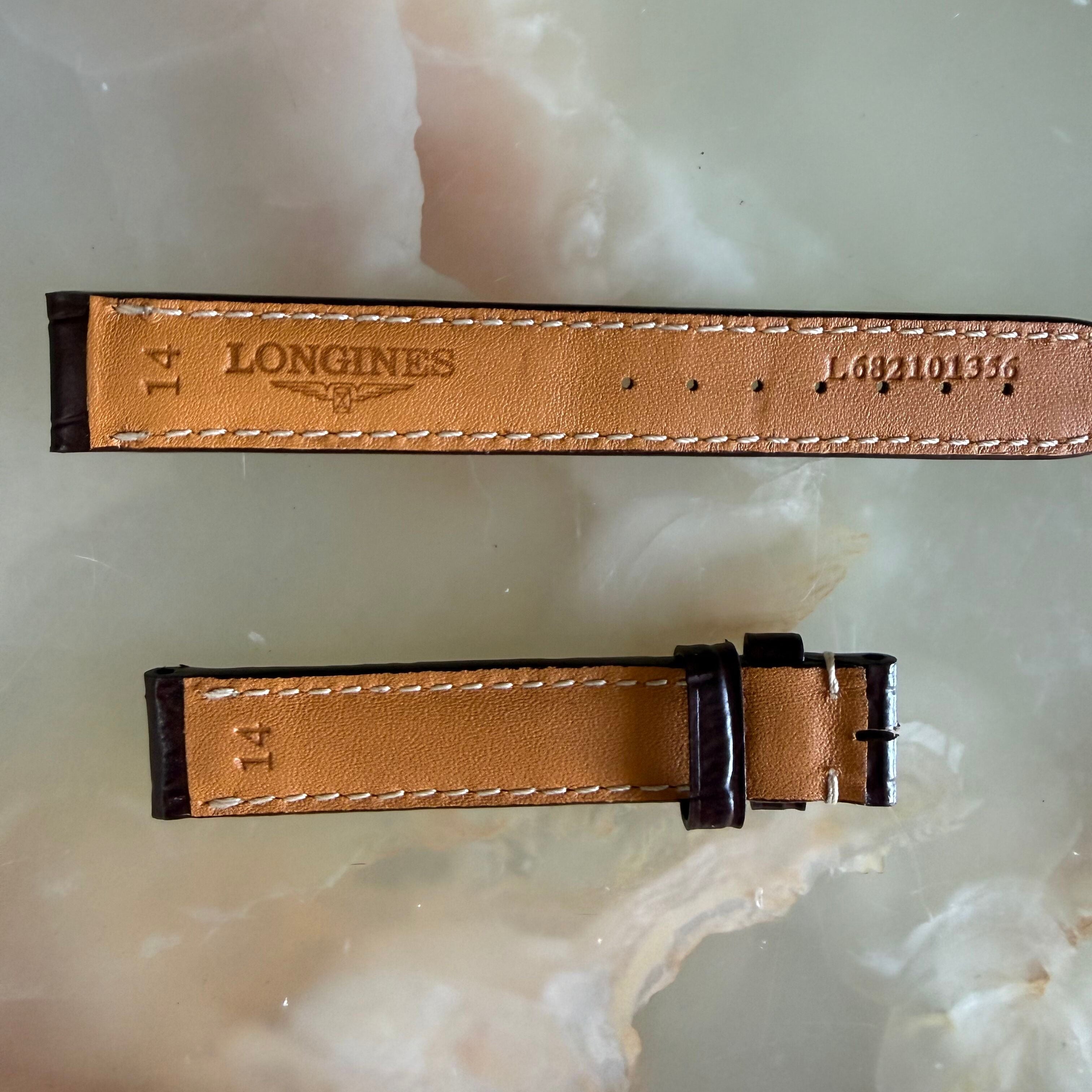Authentic Longines Brown Alligator Watch Band Strap 14mm L682101356