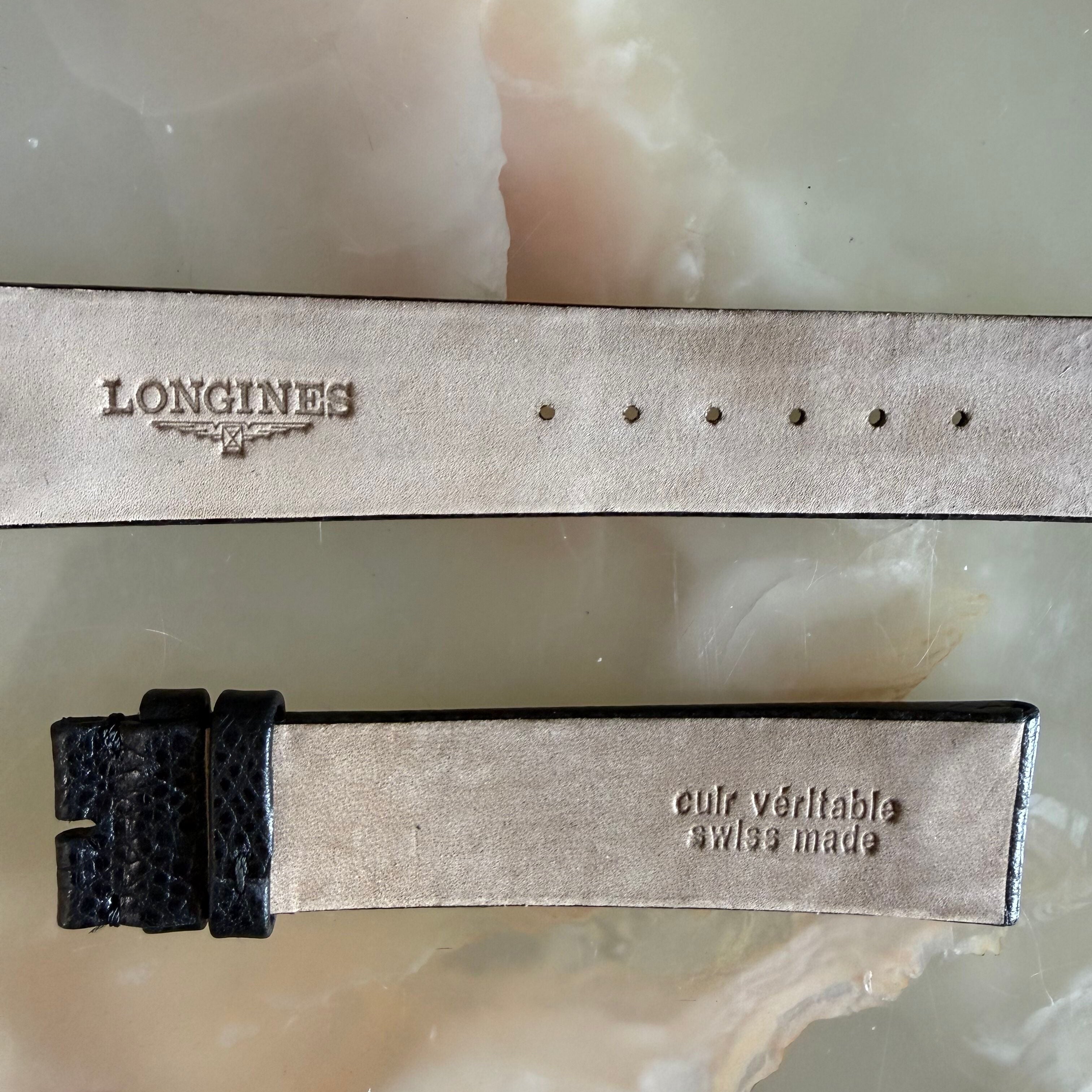 Authentic Longines Black Leather Watch Band Strap 20mm