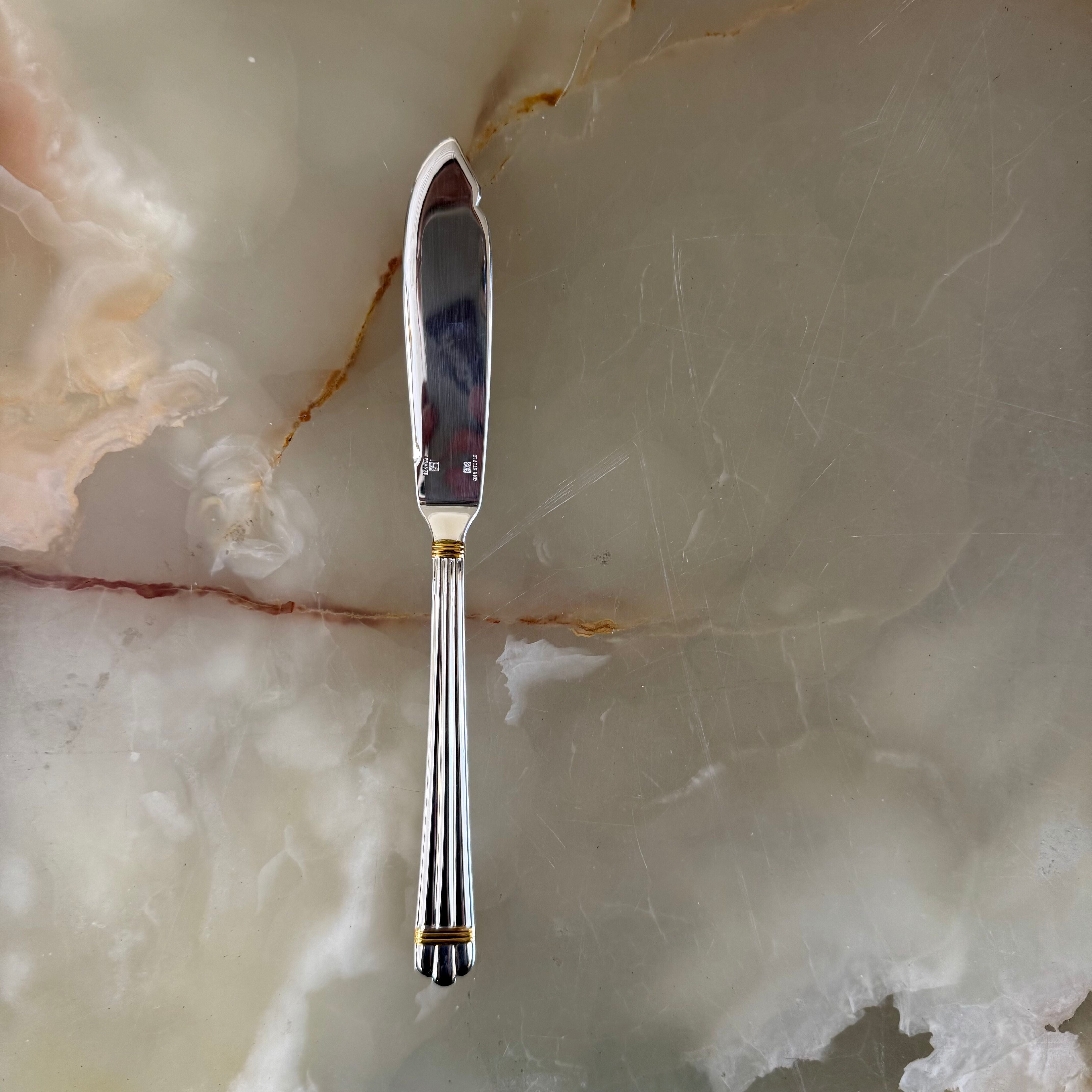 Christofle Aria Gold Ring Silver Plated Fish Knife Set of 6