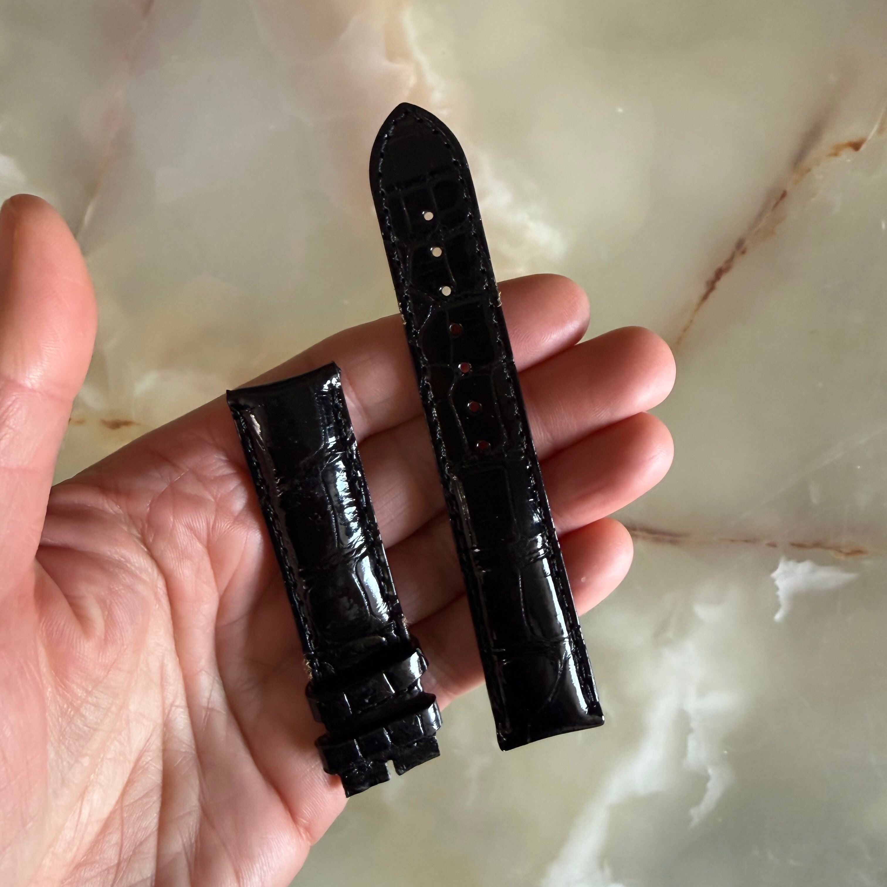Authentic Longines Black Alligator Shiny Watch Band Strap 19mm