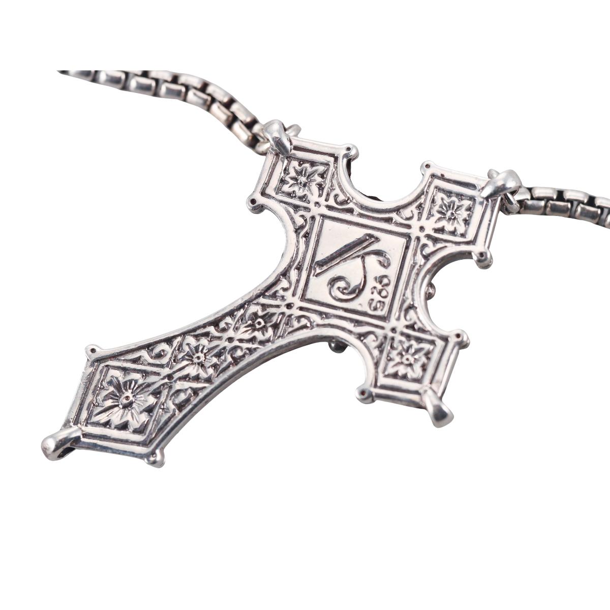 Konstantino Myrmidones Sterling Bronze Onyx Cross Necklace