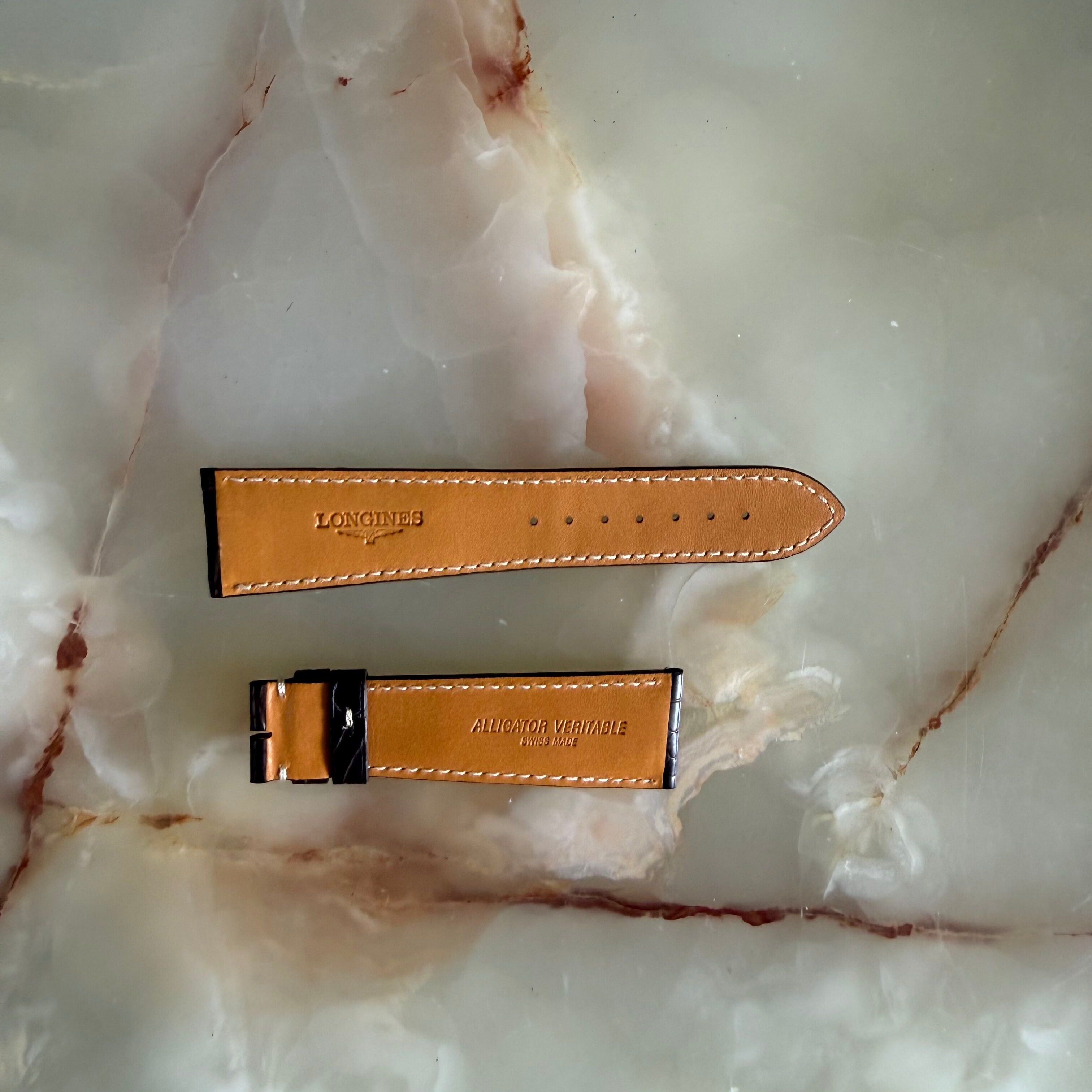 Authentic Longines Brown Alligator Cream Stitching Watch Band Strap 25mm