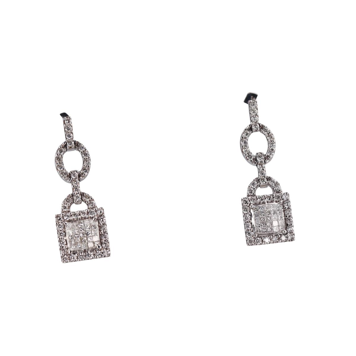 14k White Gold 2.21ctw Diamond Drop Earrings