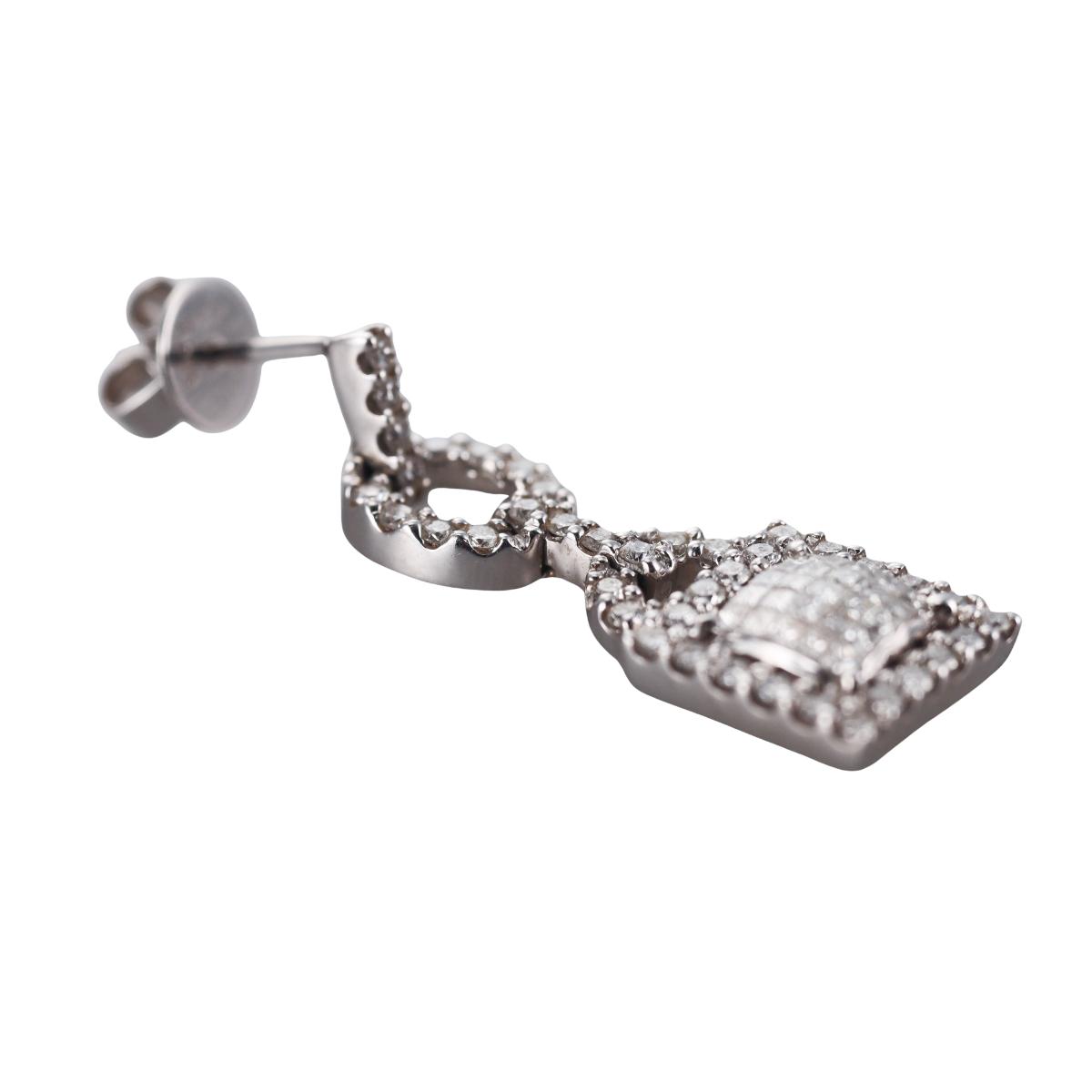 14k White Gold 2.21ctw Diamond Drop Earrings