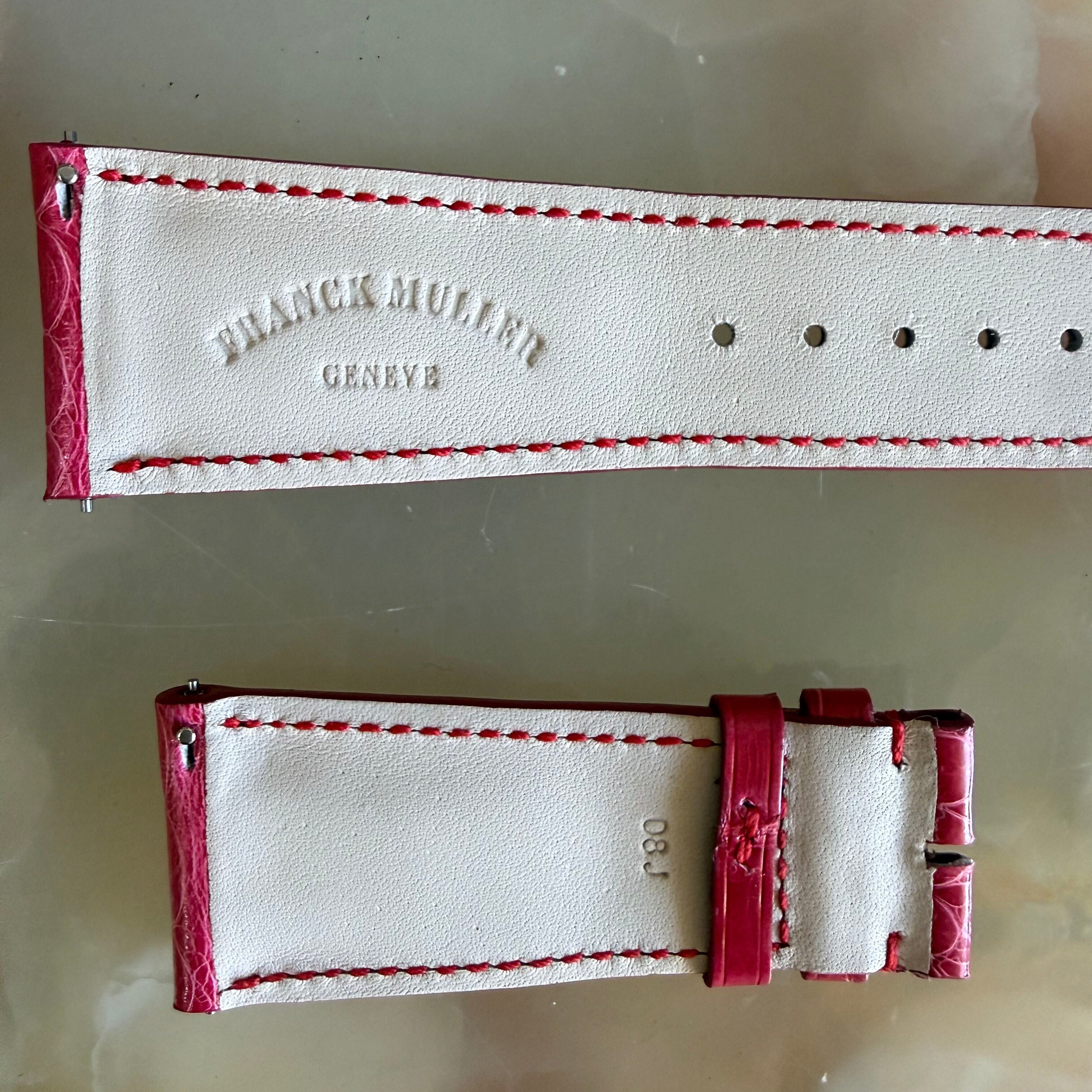 Authentic Franck Muller Red Alligator Stitching Padded Watch Strap Band 27mm
