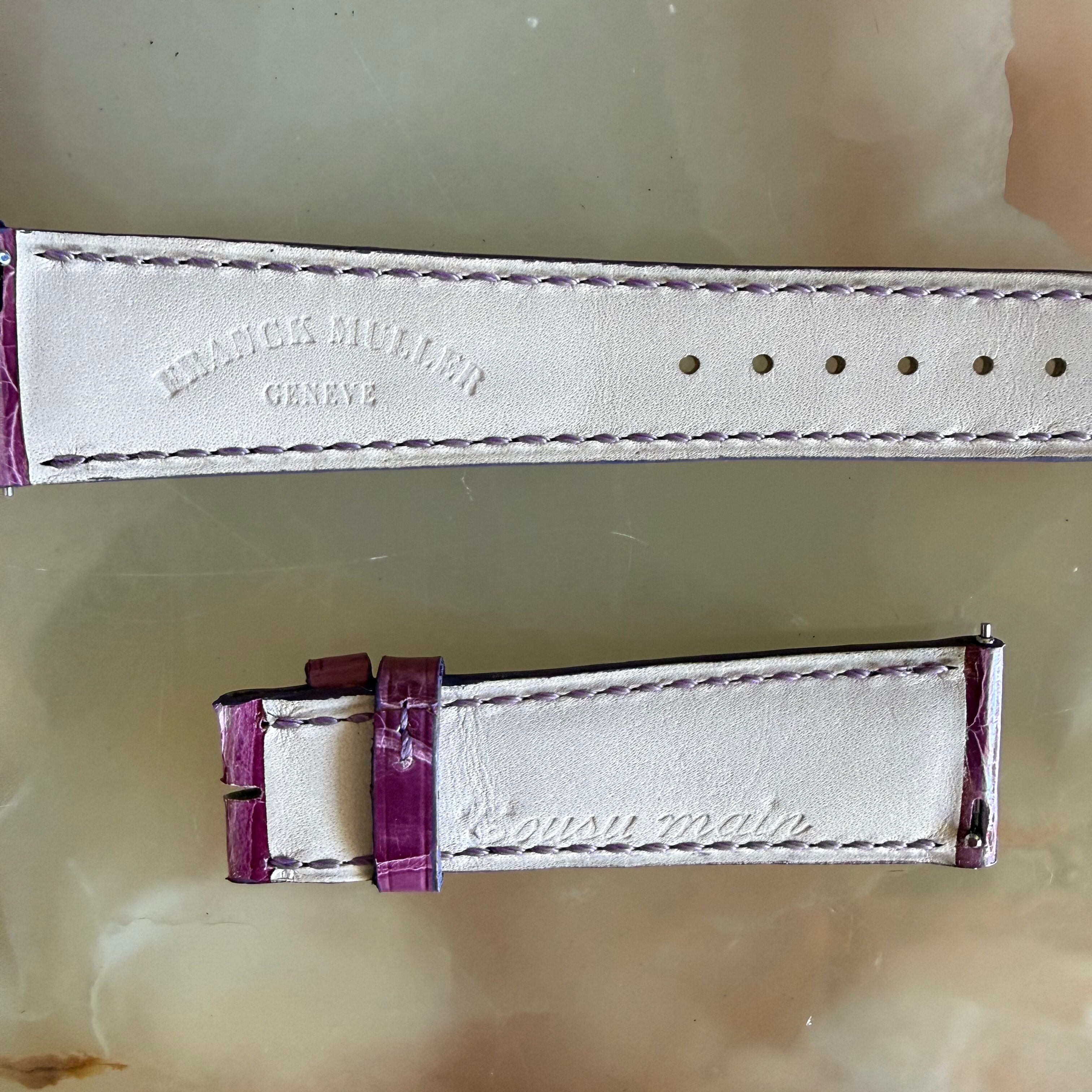 Authentic Franck Muller Purple Crocodile Stitching Padded Watch Strap Band 20mm