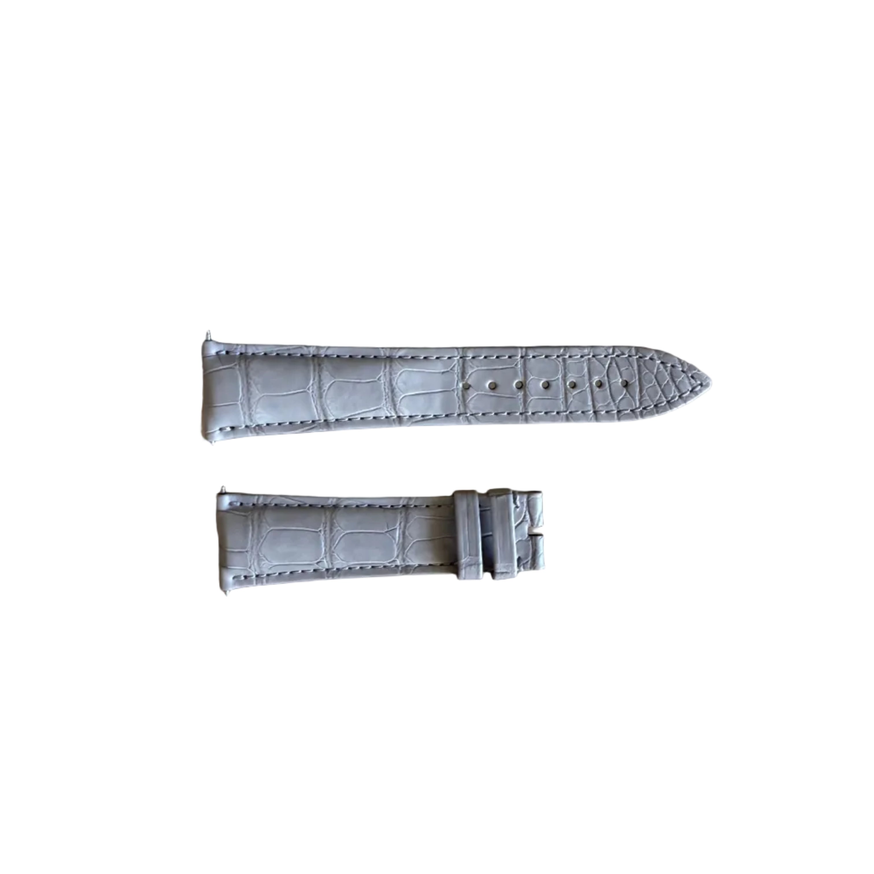 Authentic Franck Muller Grey Crocodile Stitching Padded Watch Strap Band 21mm