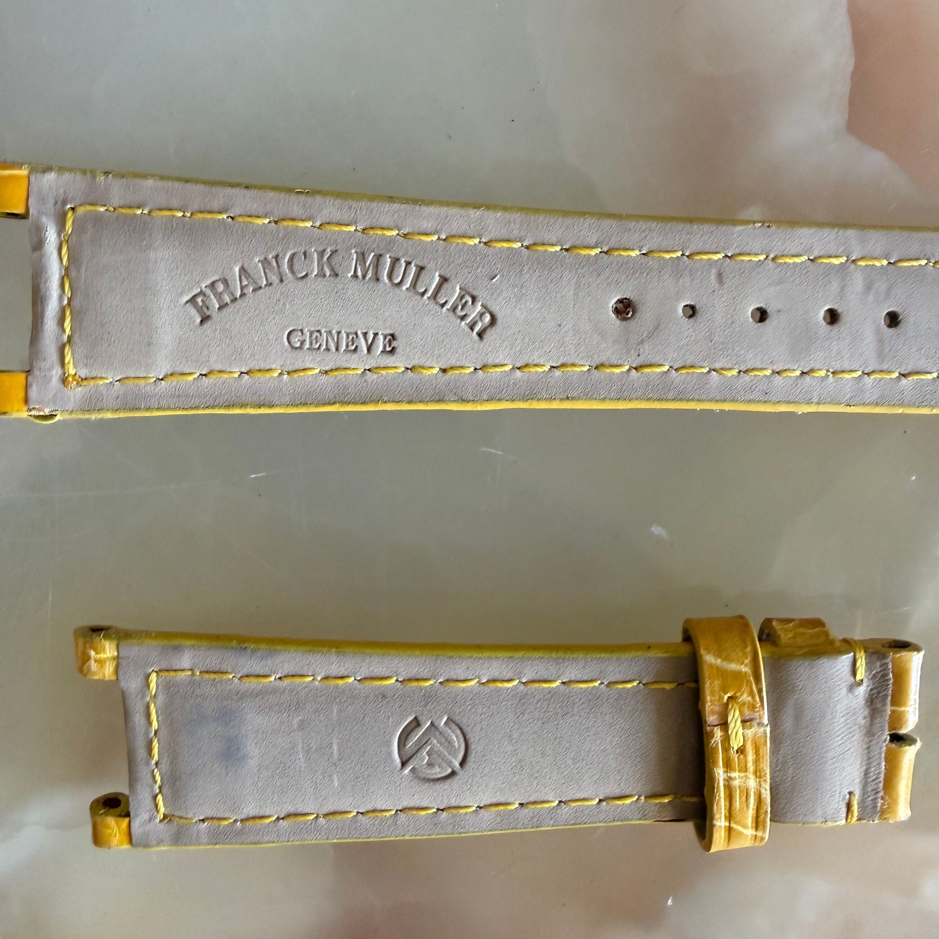 Authentic Franck Muller Yellow Crocodile Stitching Padded Watch Strap Band 20mm