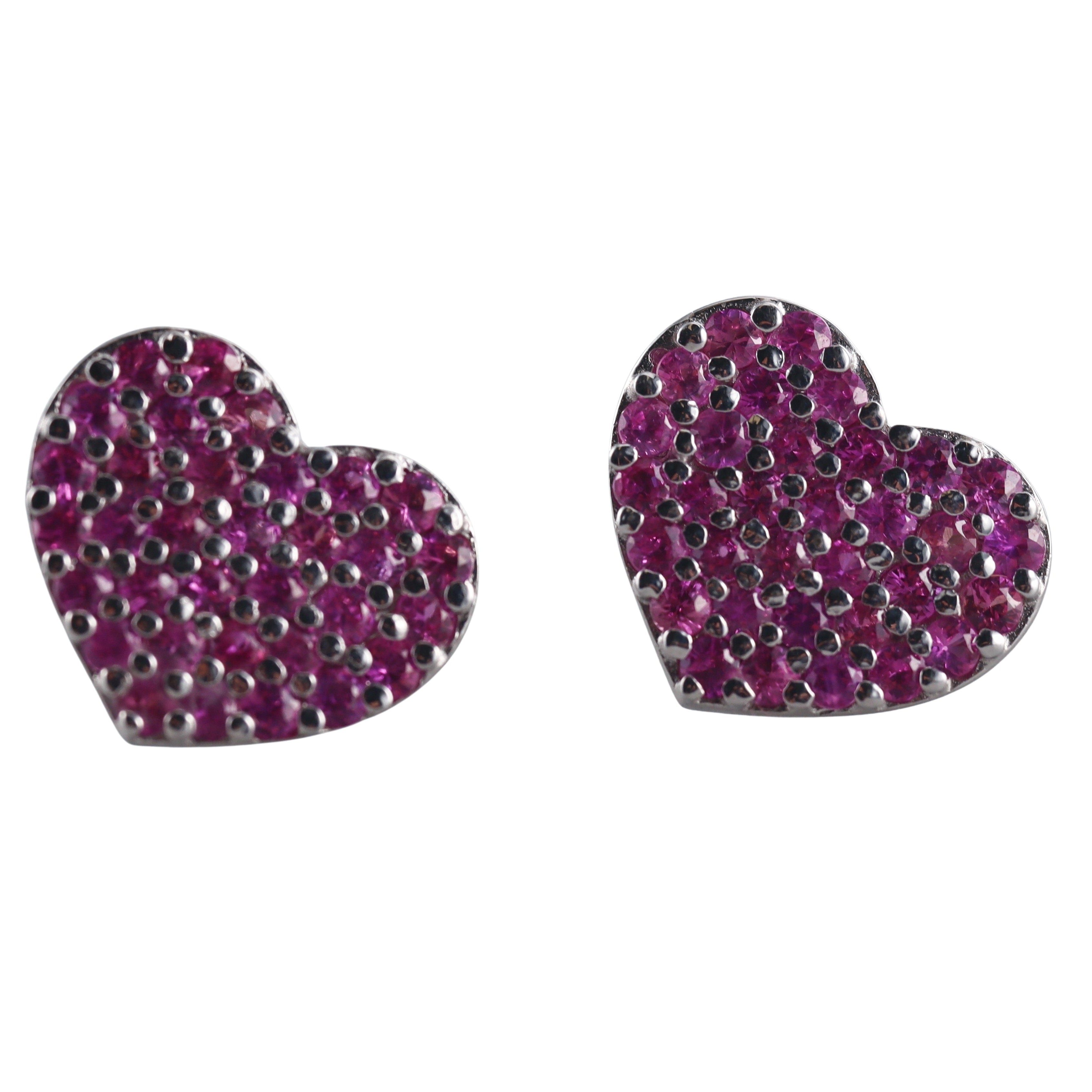 18k Gold Roberto Coin Pink Sapphire Heart Earrings