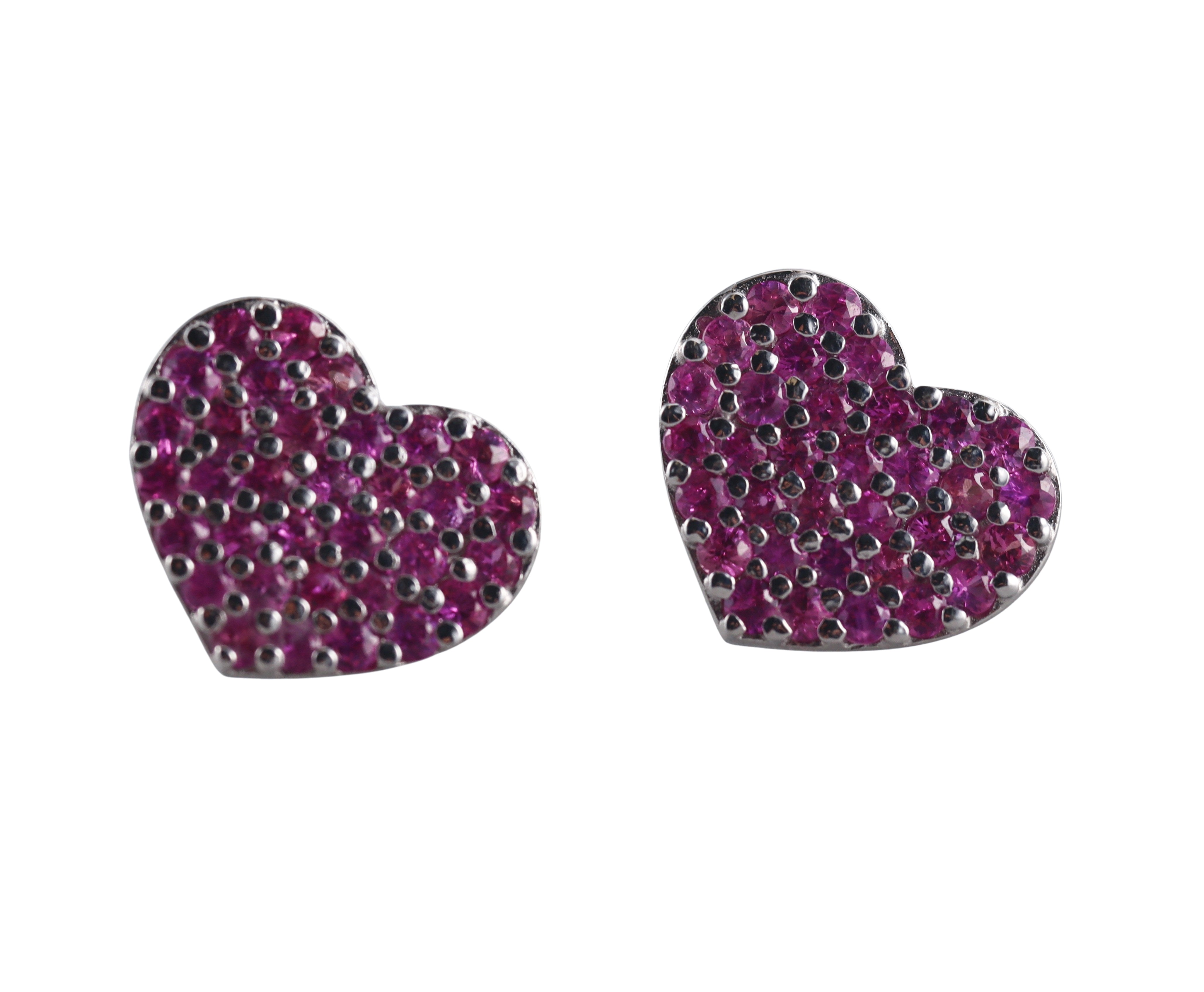 18k Gold Roberto Coin Pink Sapphire Heart Earrings