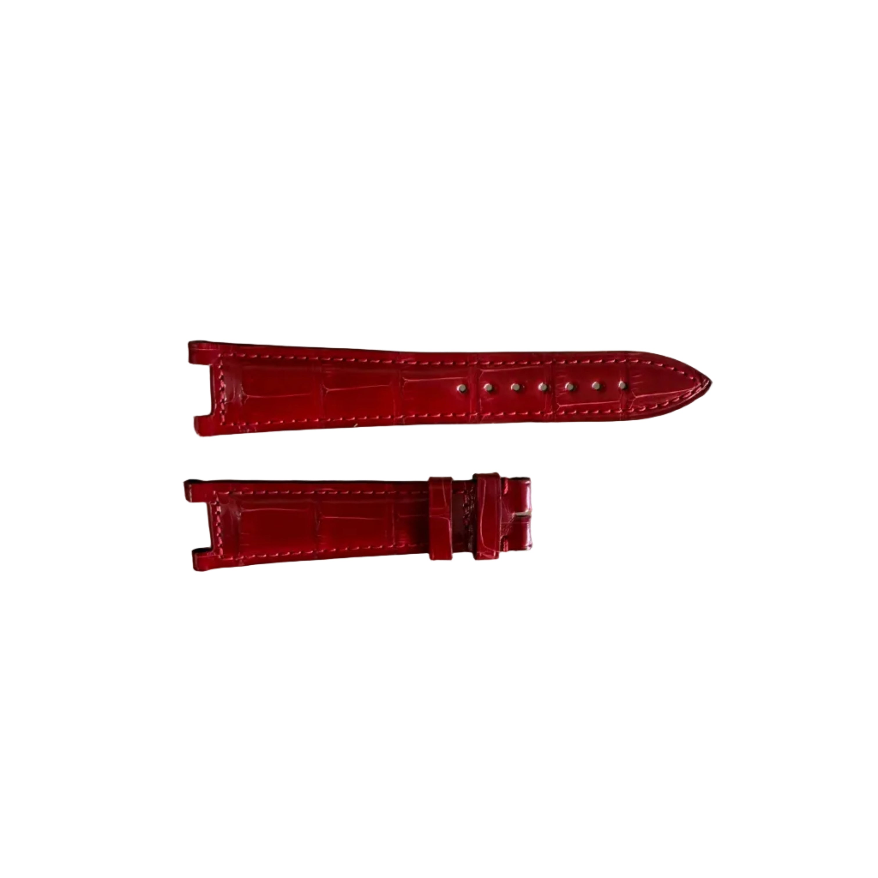 Authentic Franck Muller Red Crocodile Stitching Padded Watch Strap Band 21mm