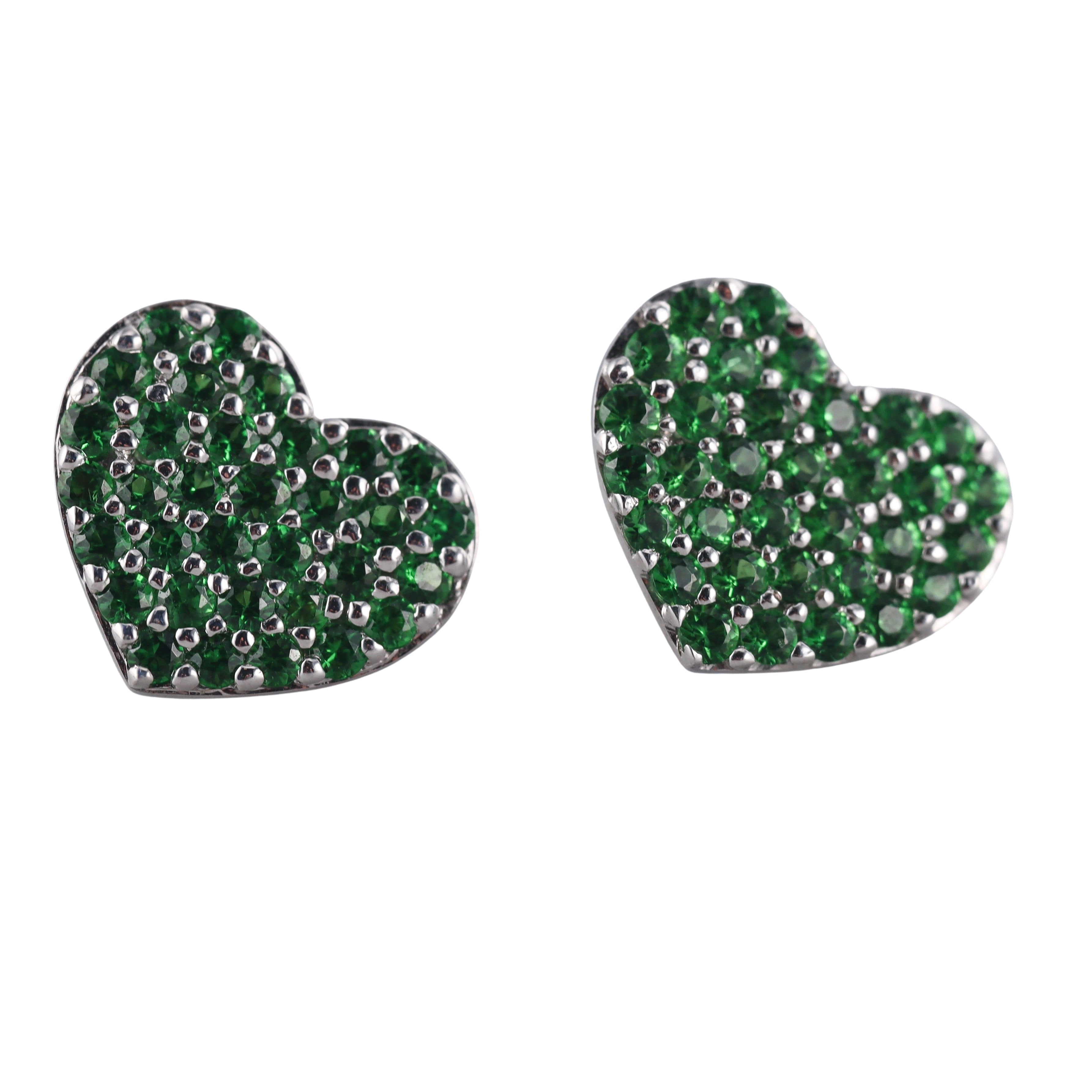18k Gold Roberto Coin Demantoid Heart Garnet Earrings