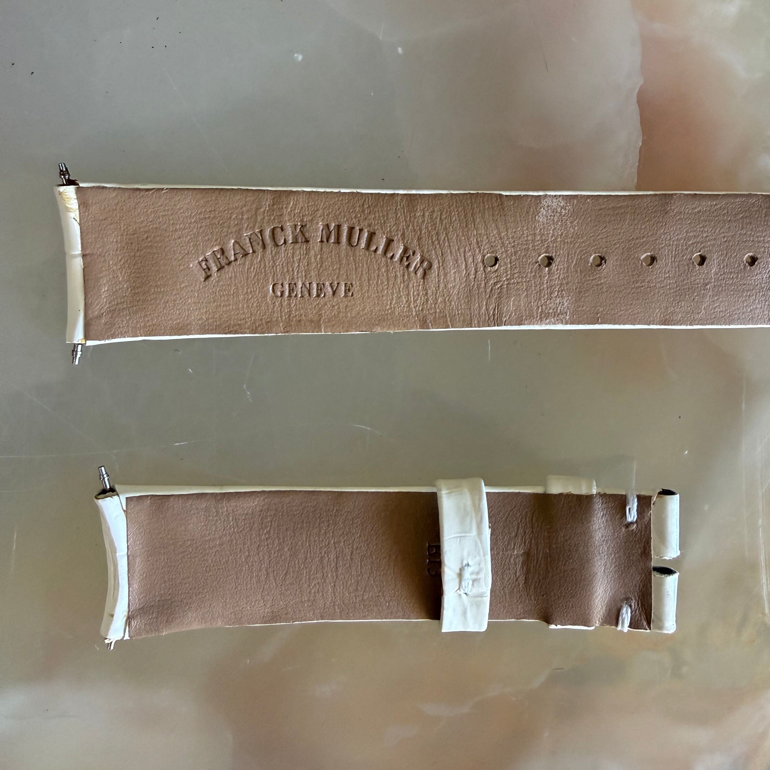 Authentic Franck Muller White Shiny Crocodile Watch Strap Band 17mm