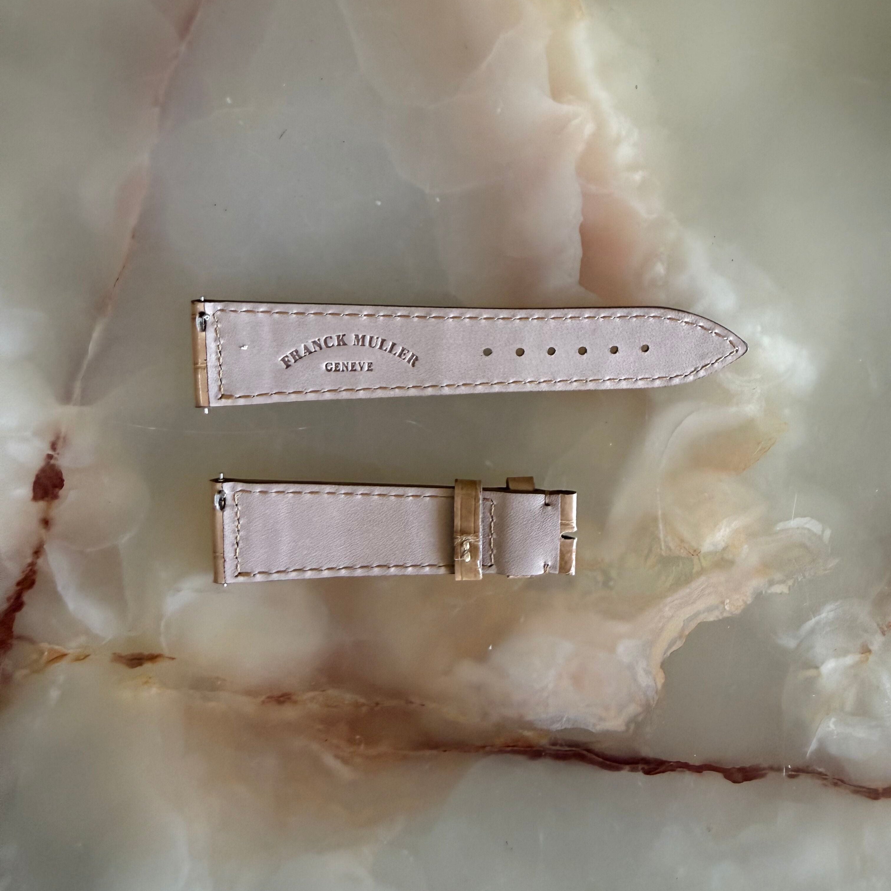 Authentic Franck Muller Beige Shiny Crocodile Watch Strap Band 20mm