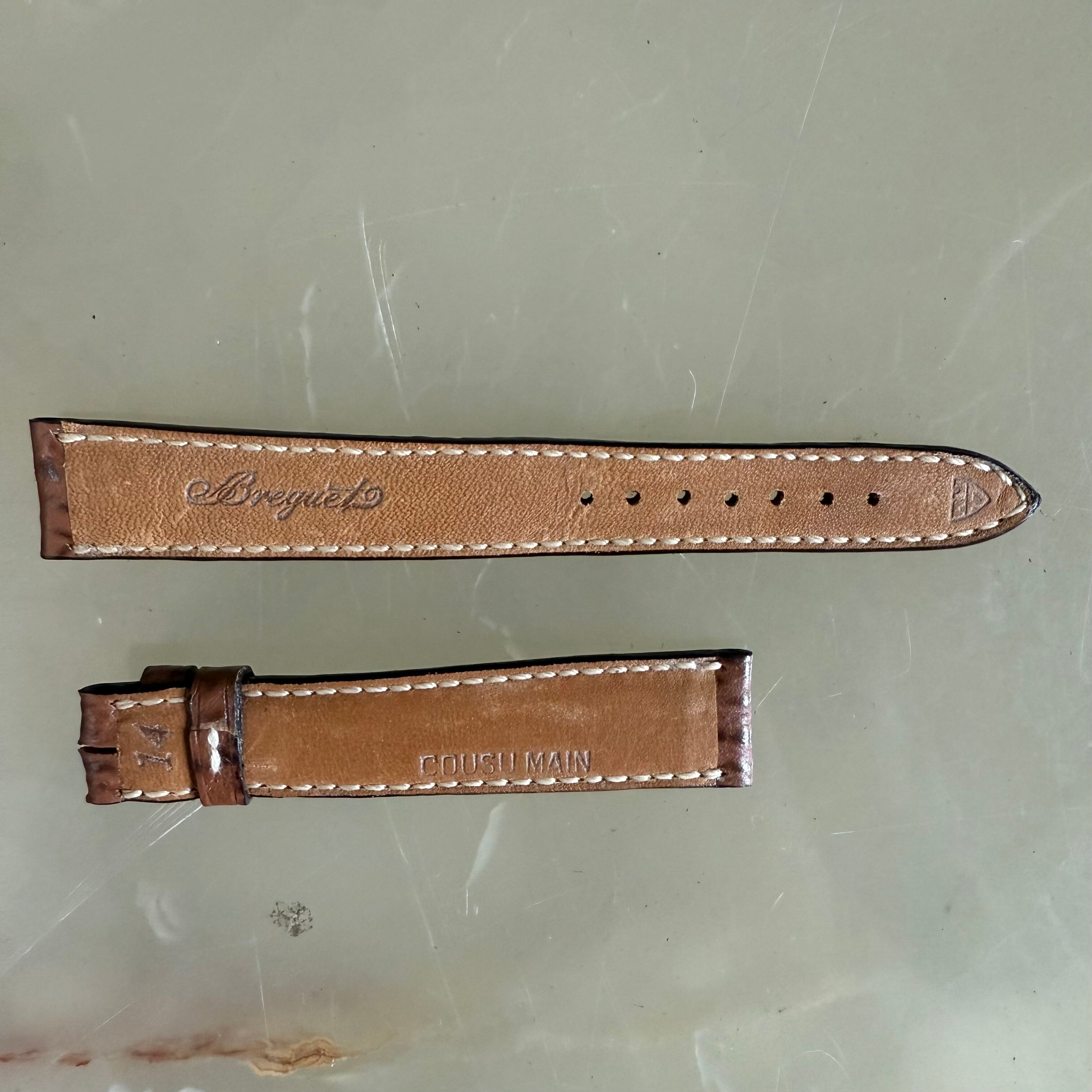 Authentic Breguet Brown Shark Watch Strap Band 15mm Padded & Stitched