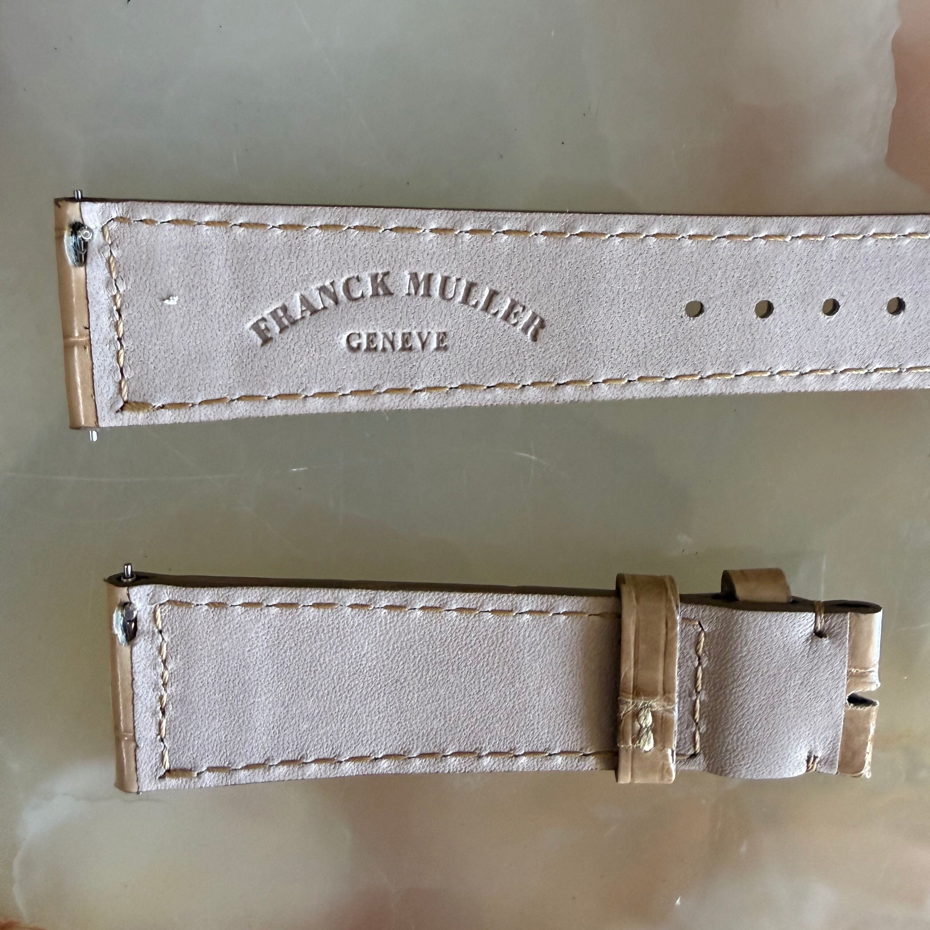 Authentic Franck Muller Beige Shiny Crocodile Watch Strap Band 20mm