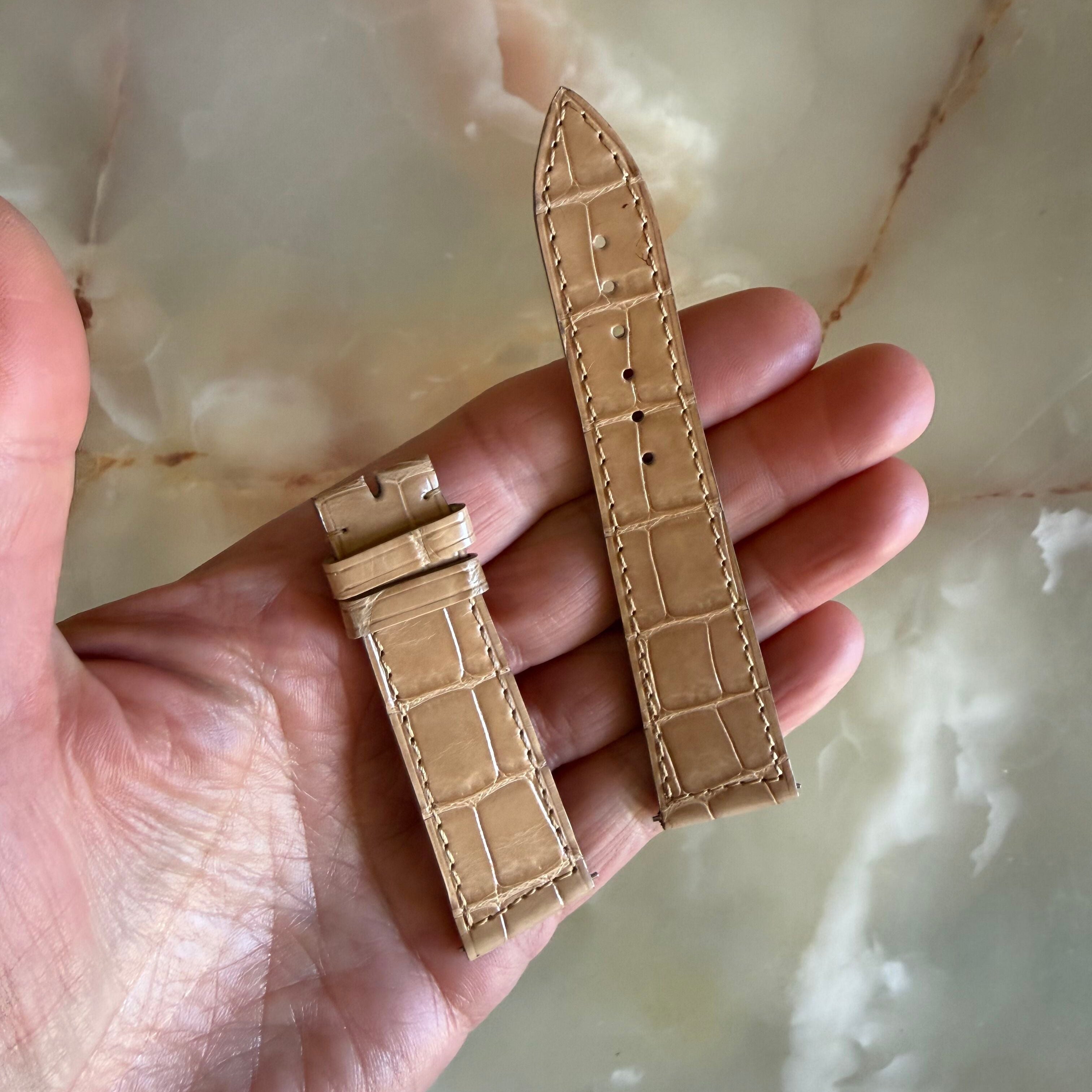 Authentic Franck Muller Beige Shiny Crocodile Watch Strap Band 20mm