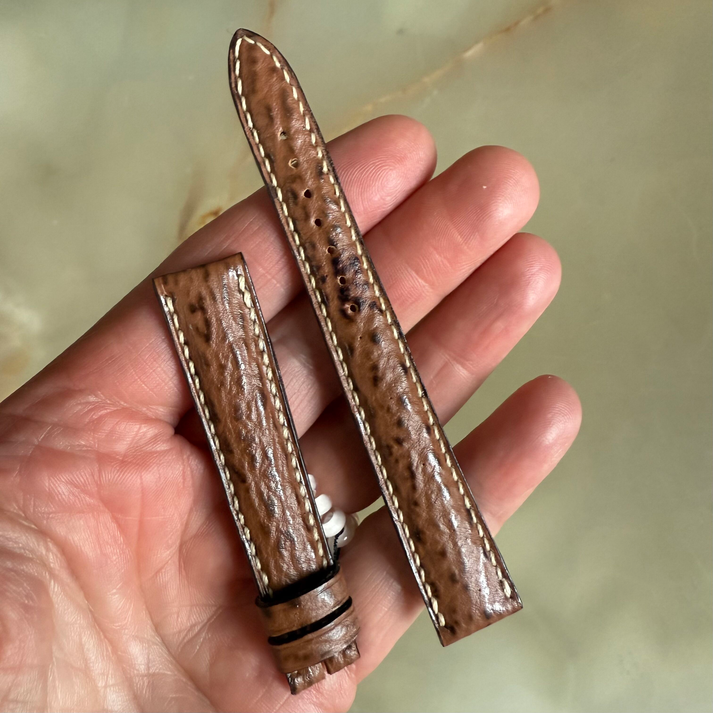 Authentic Breguet Brown Shark Watch Strap Band 15mm Padded & Stitched