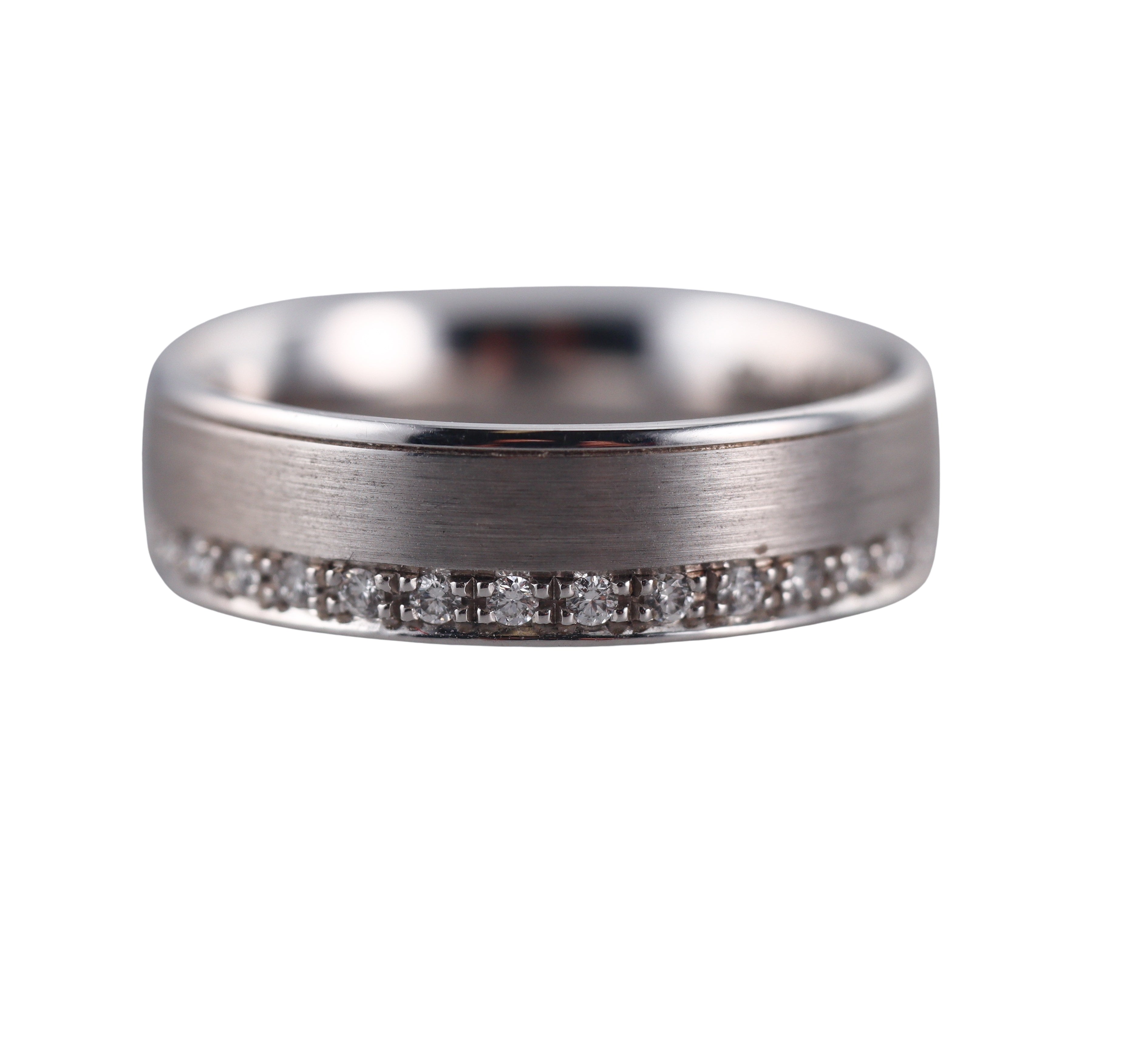 Bucherer 18k White Gold Diamond Wedding Band Ring